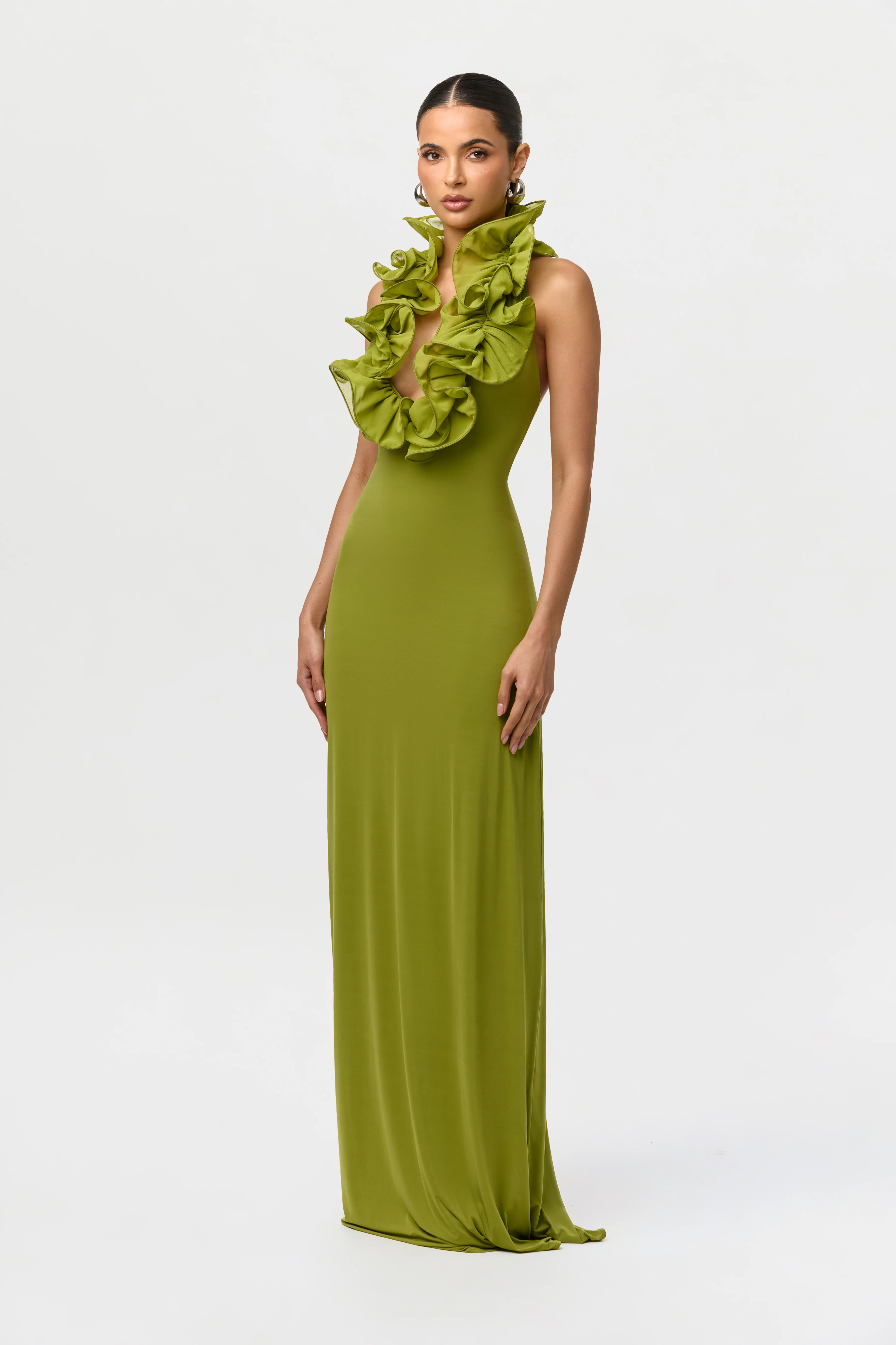 Naked Ruffle Halter Maxi Dress - Image 4