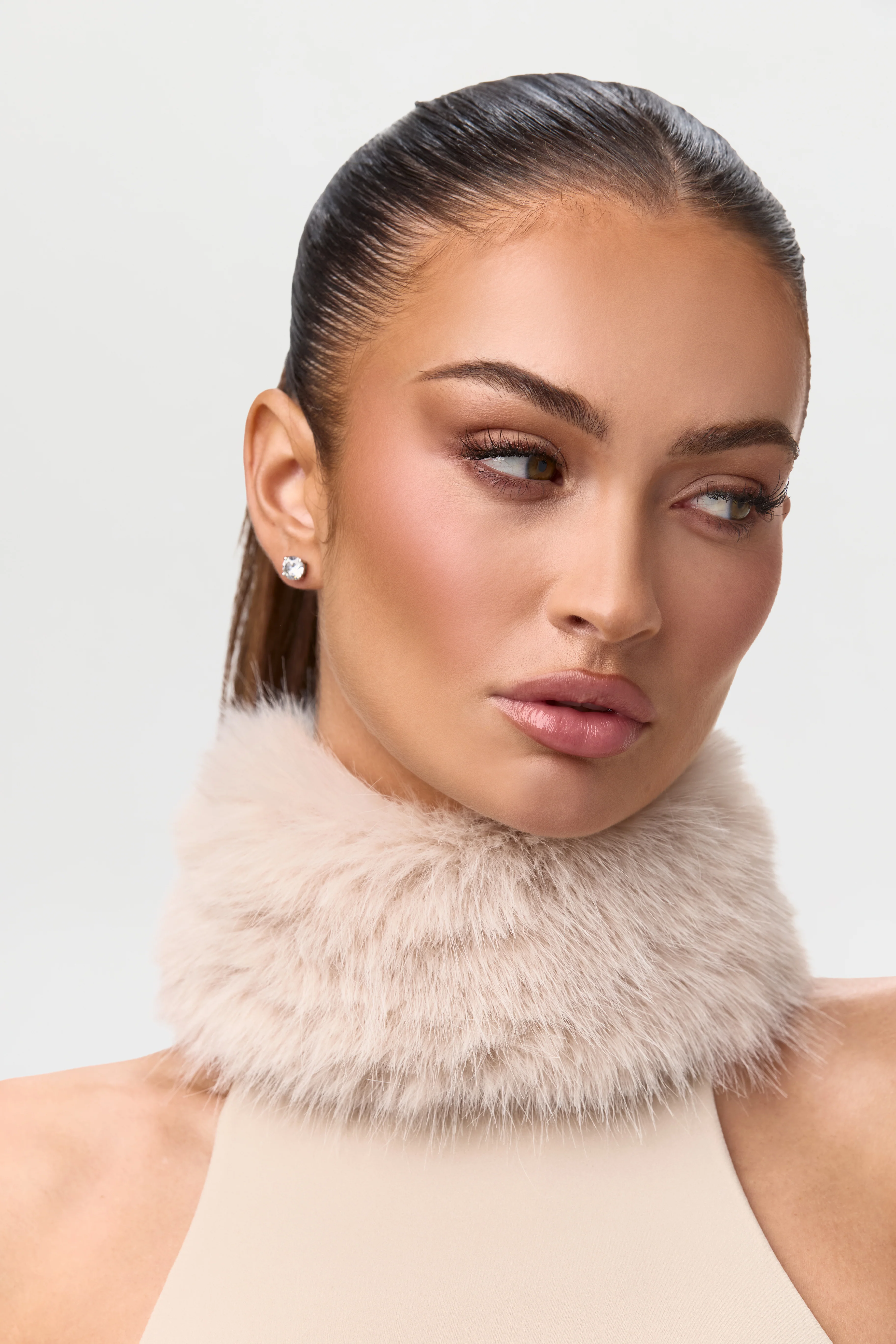 Naked Stirrup Jumpsuit with Fur Collar - Image 4