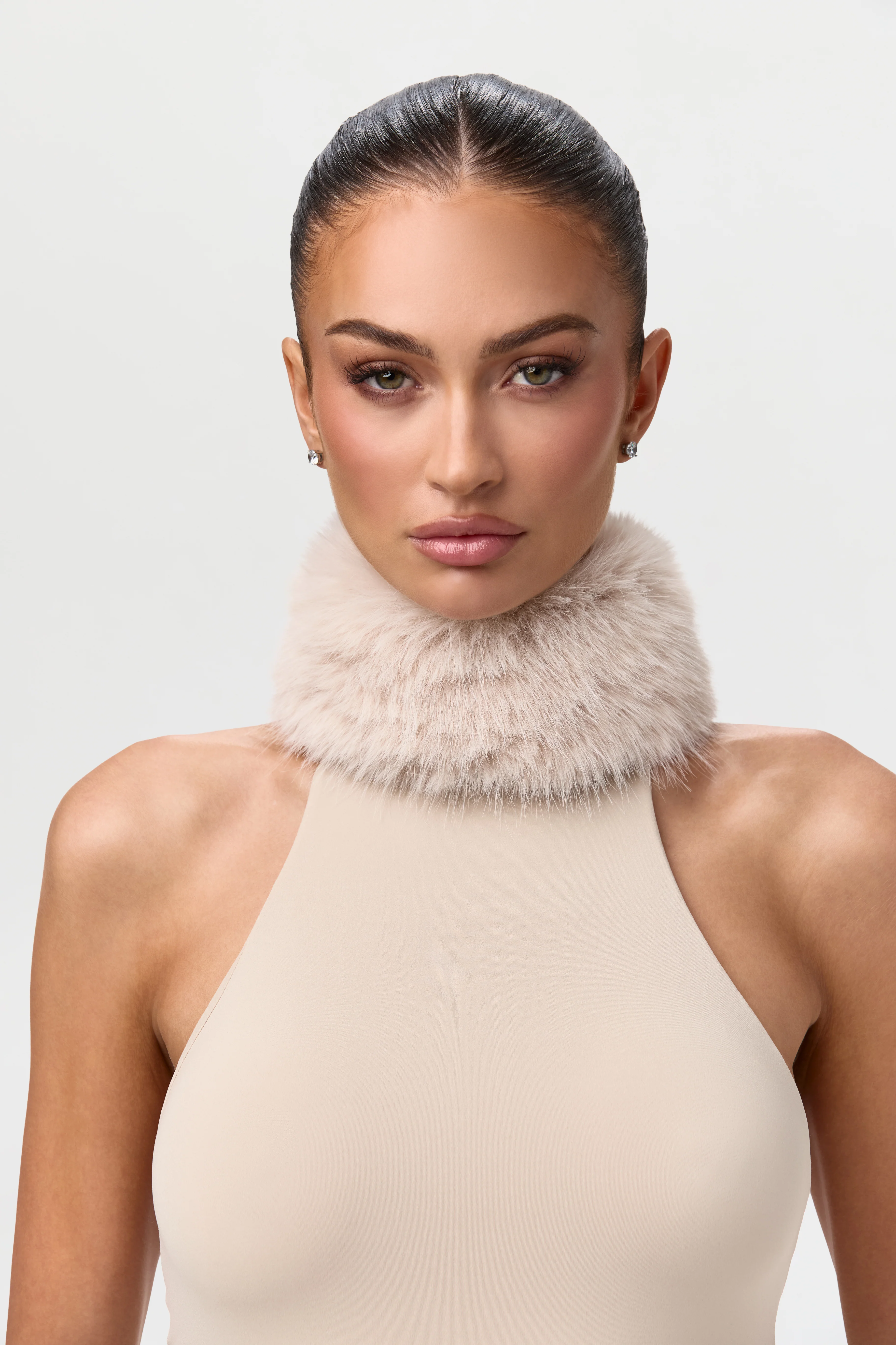 Naked Stirrup Jumpsuit with Fur Collar - Image 5