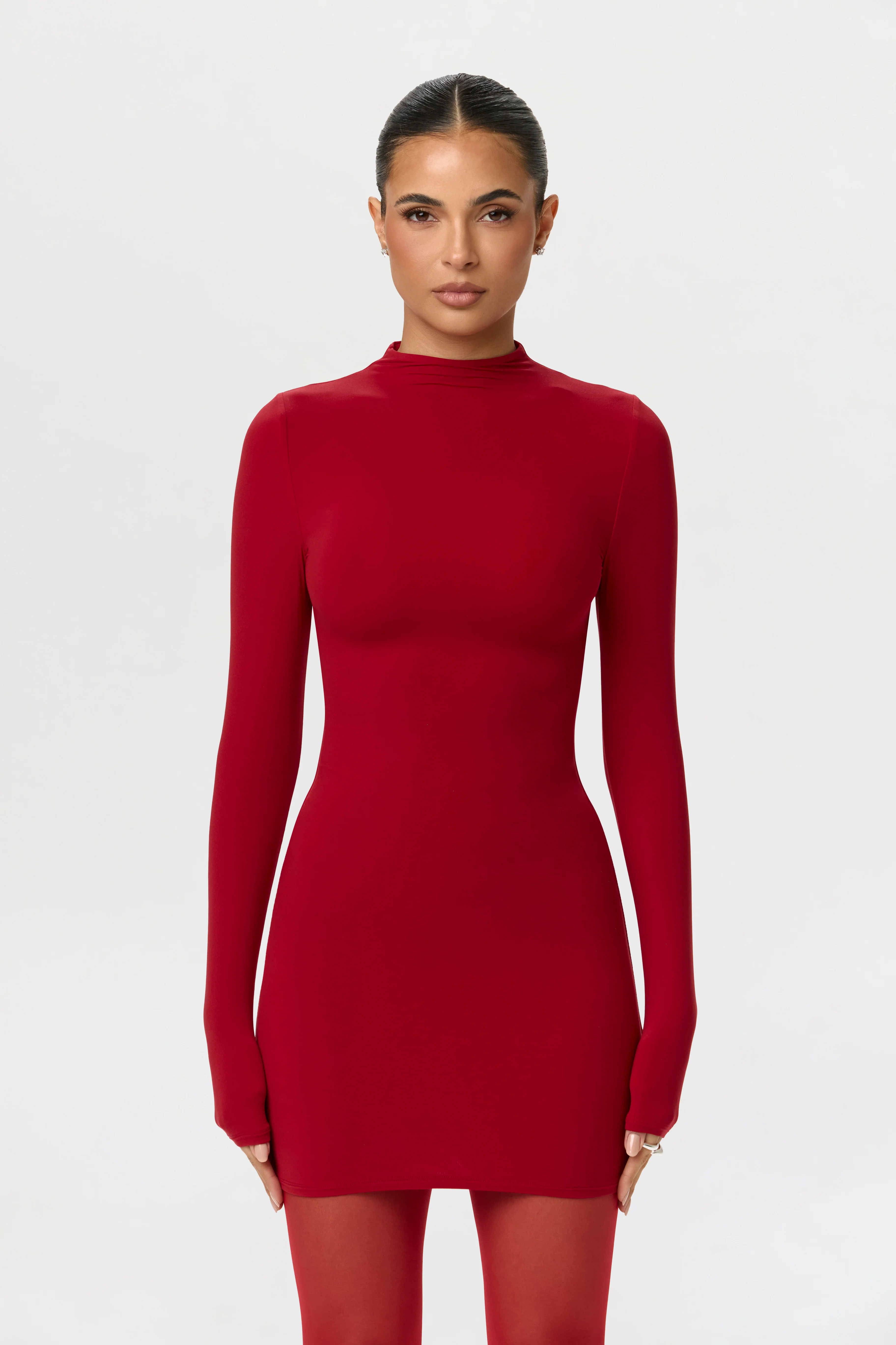 Naked Mock Neck Mini Dress - Image 3