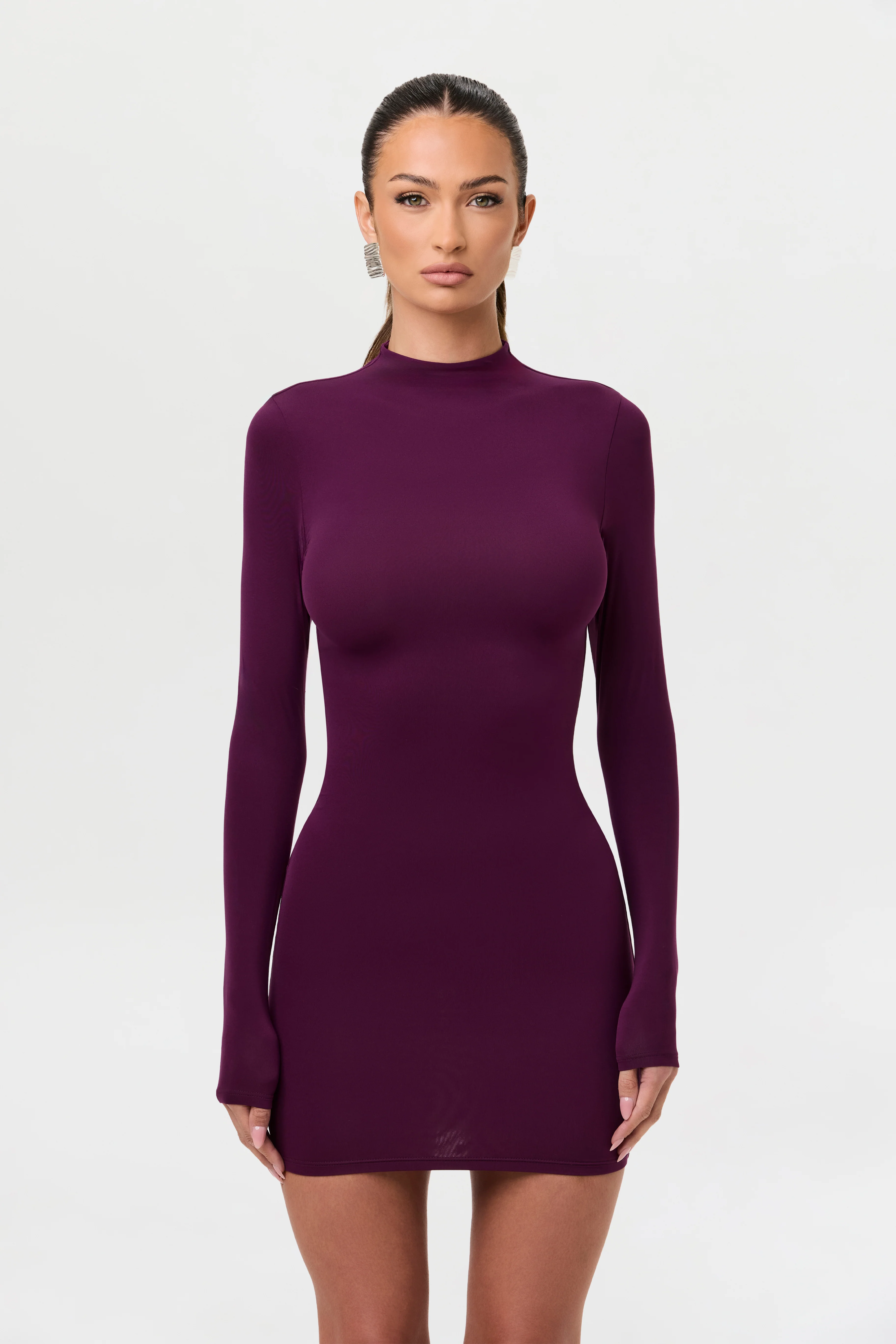 Naked Mock Neck Mini Dress - Image 30