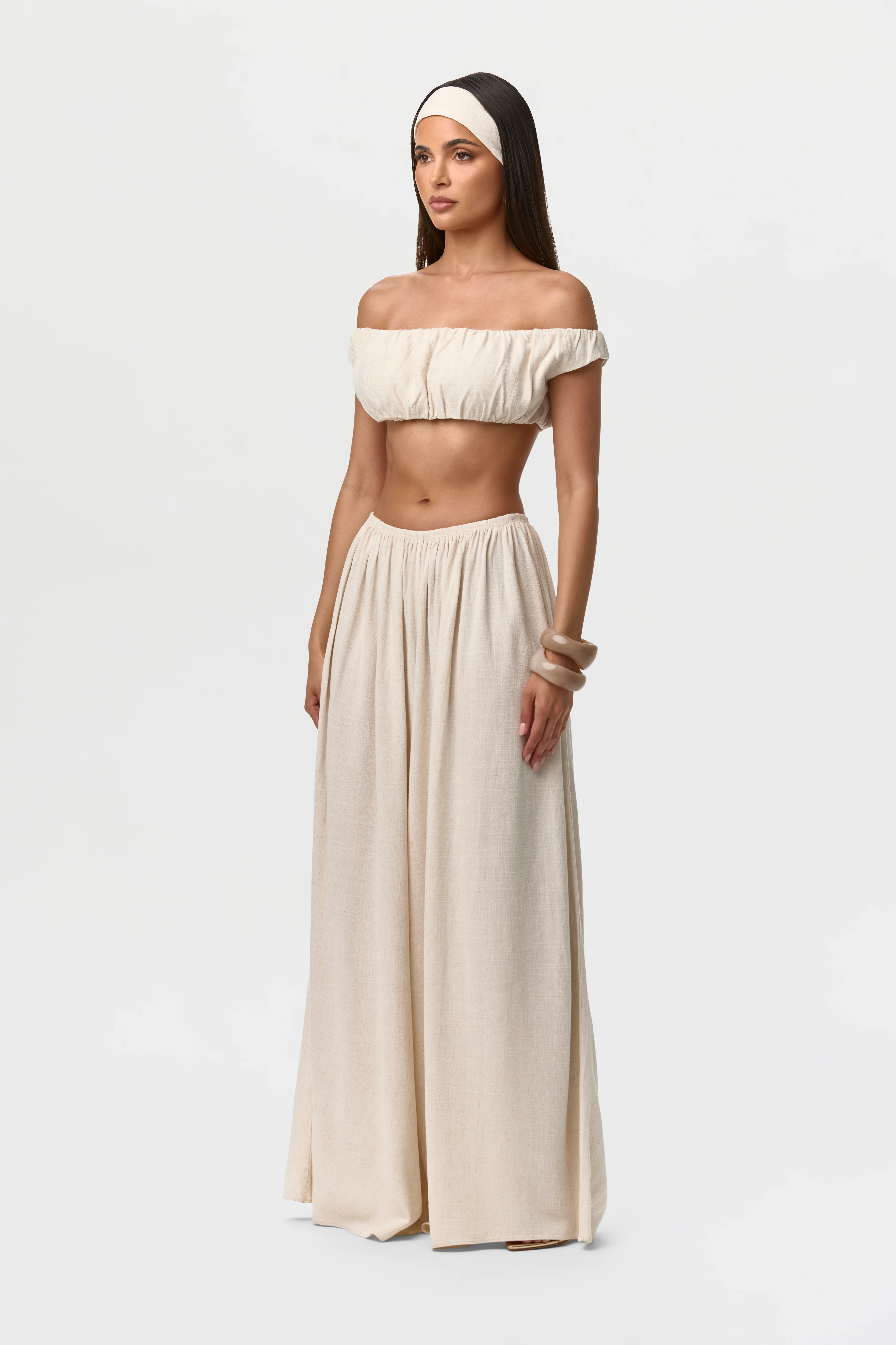 Linen Off-Shoulder Crop Top - Image 10