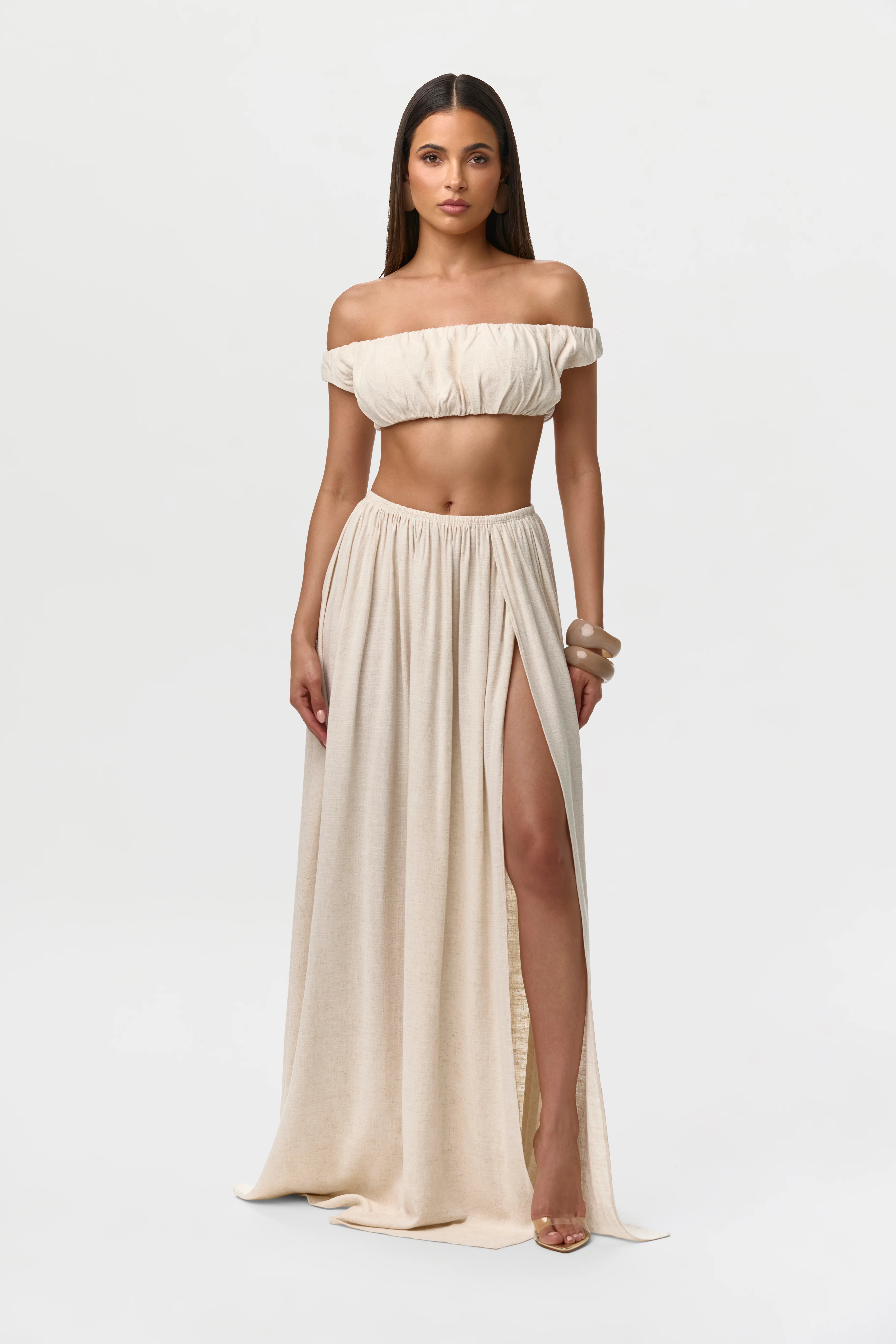 Linen Off-Shoulder Crop Top - Image 3