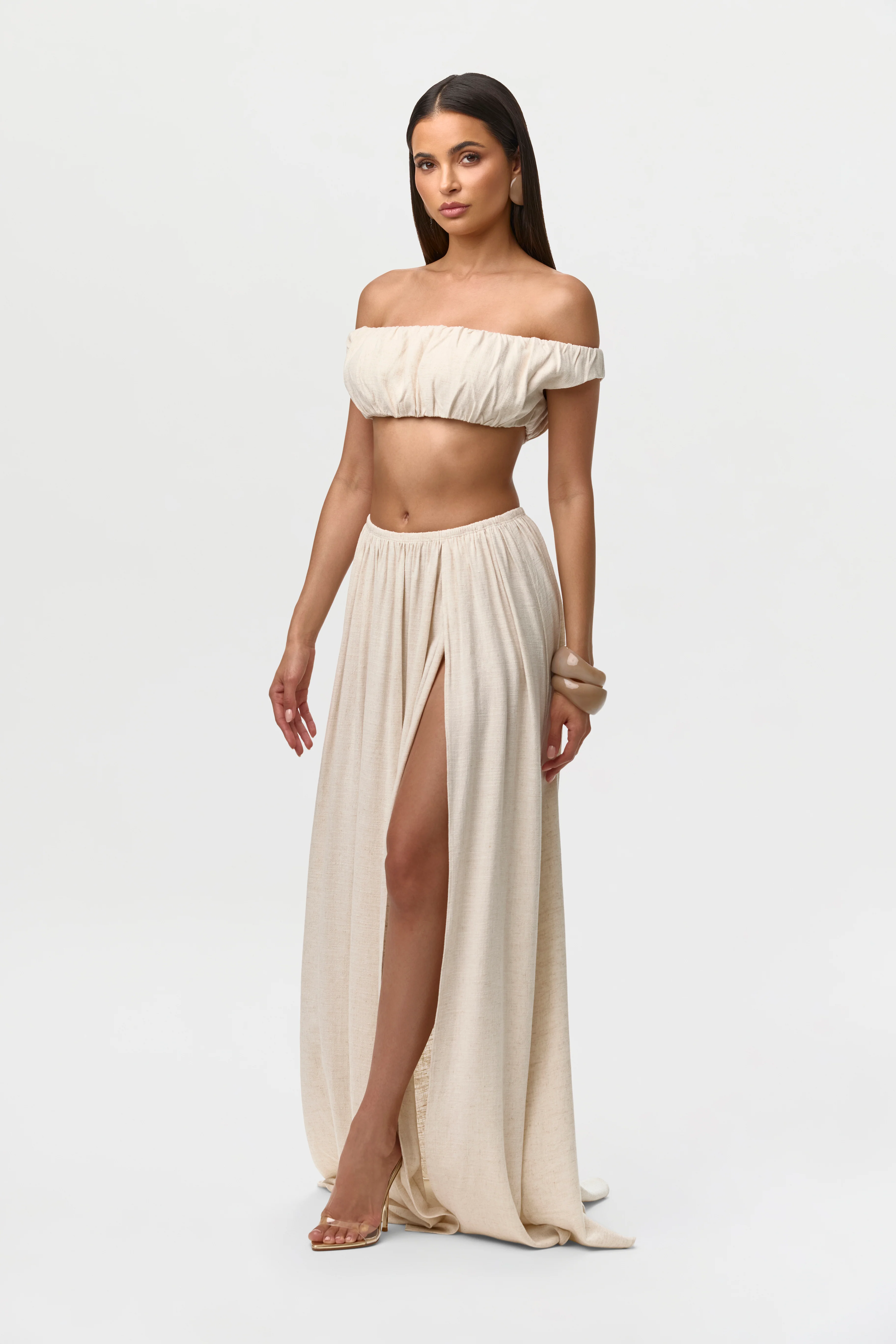 Linen Off-Shoulder Crop Top - Image 4