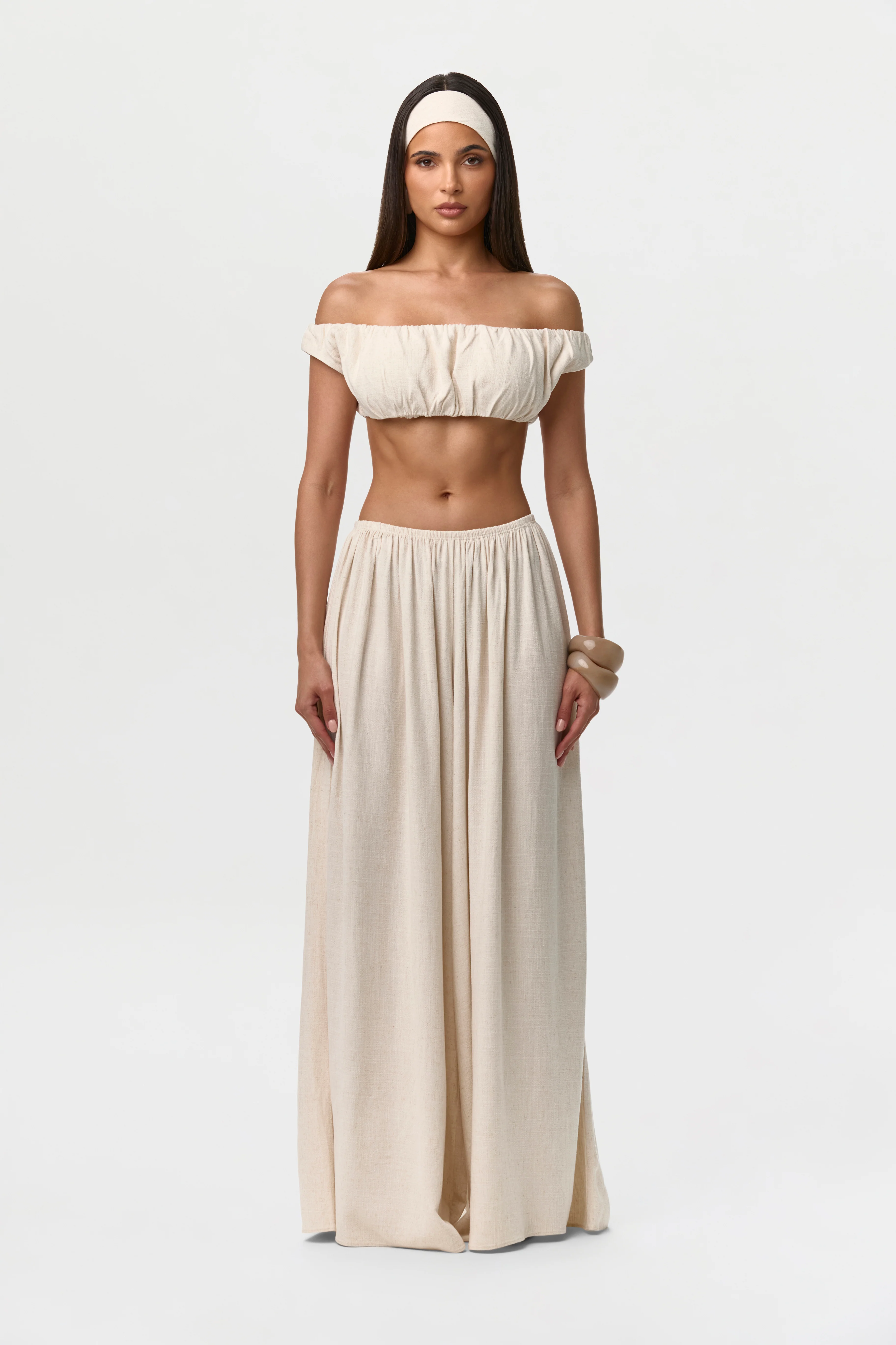 Linen Off-Shoulder Crop Top - Image 7