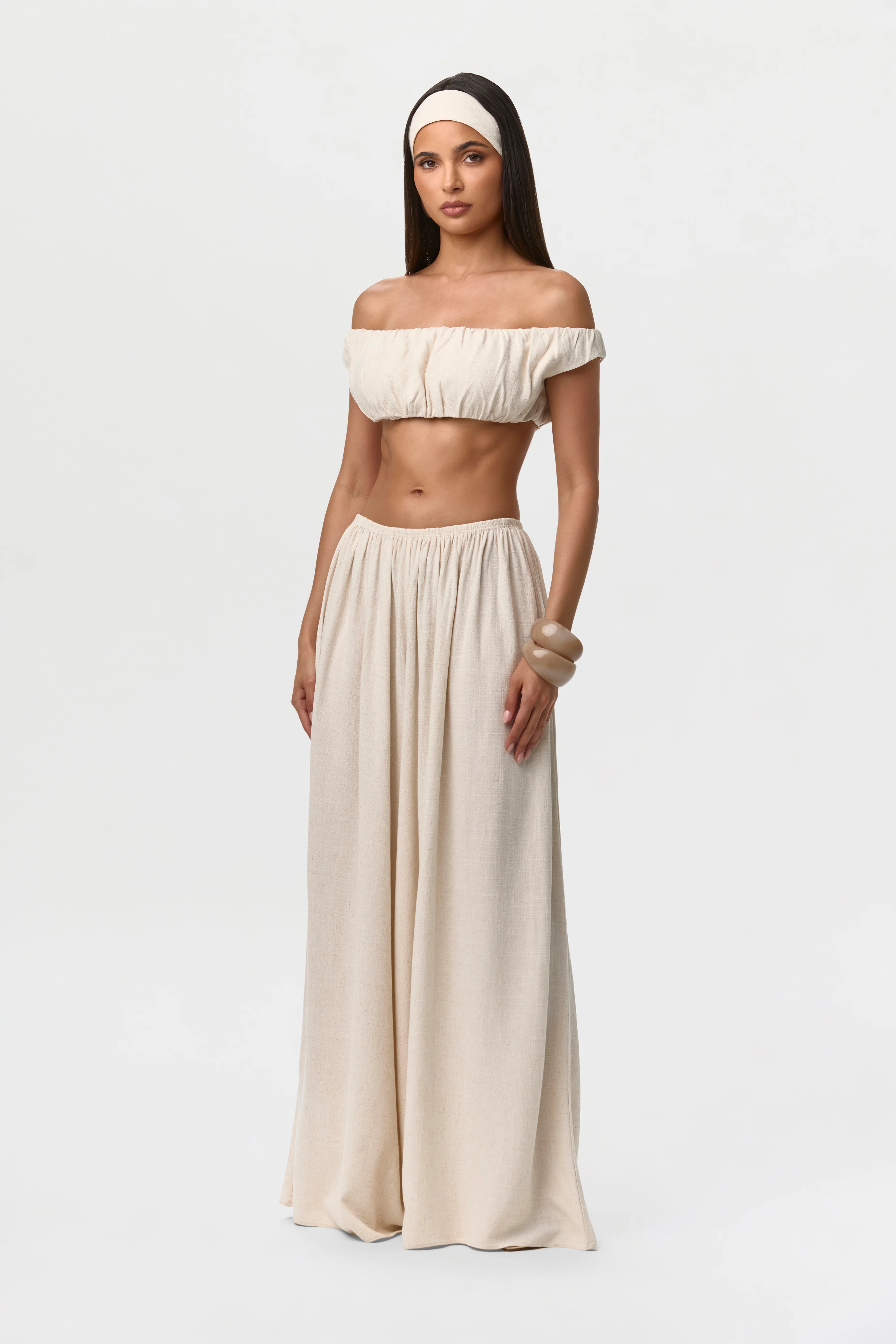 Linen Off-Shoulder Crop Top - Image 8