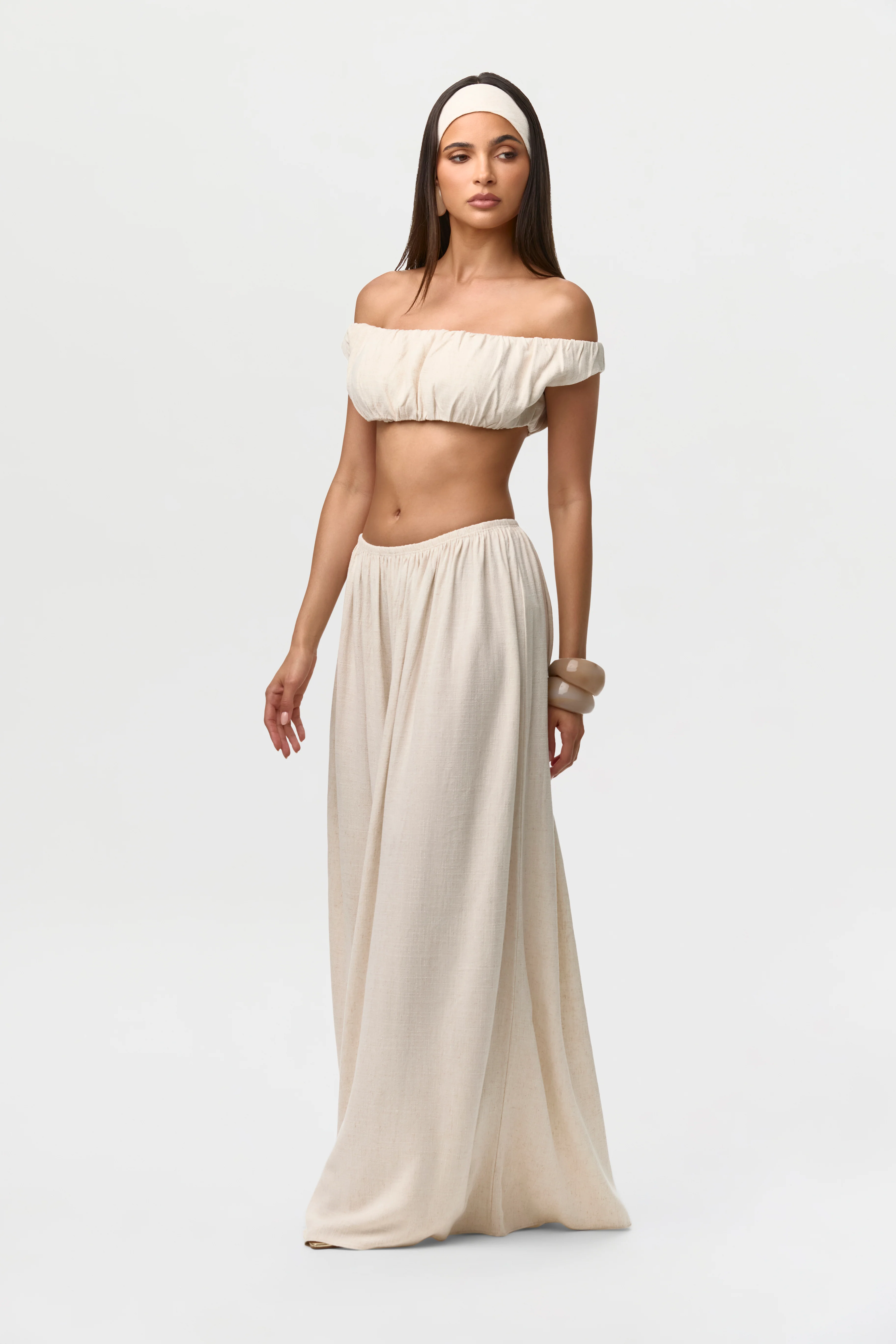 Linen Off-Shoulder Crop Top - Image 9