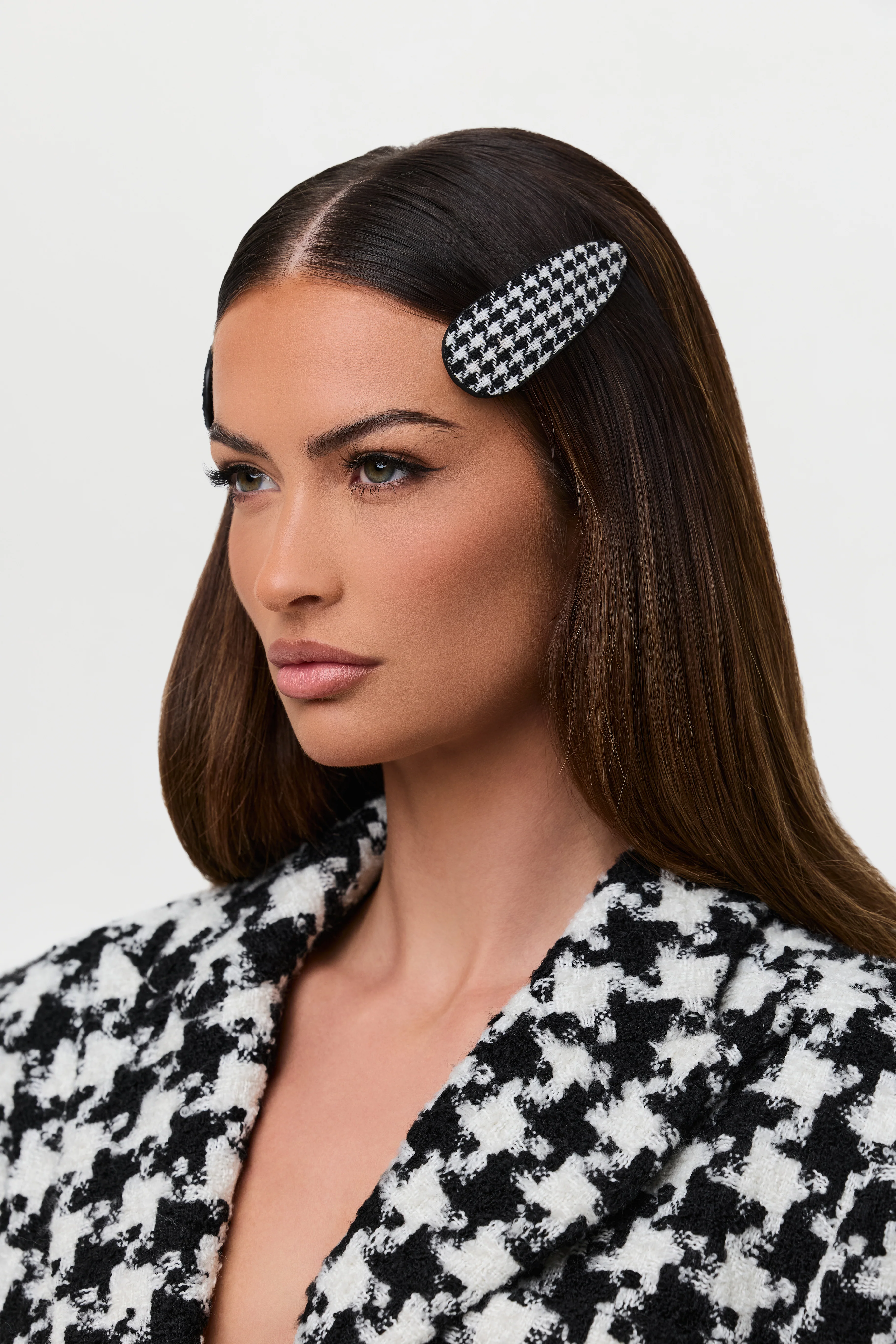 Tweed Houndstooth Hair Clips - Image 2