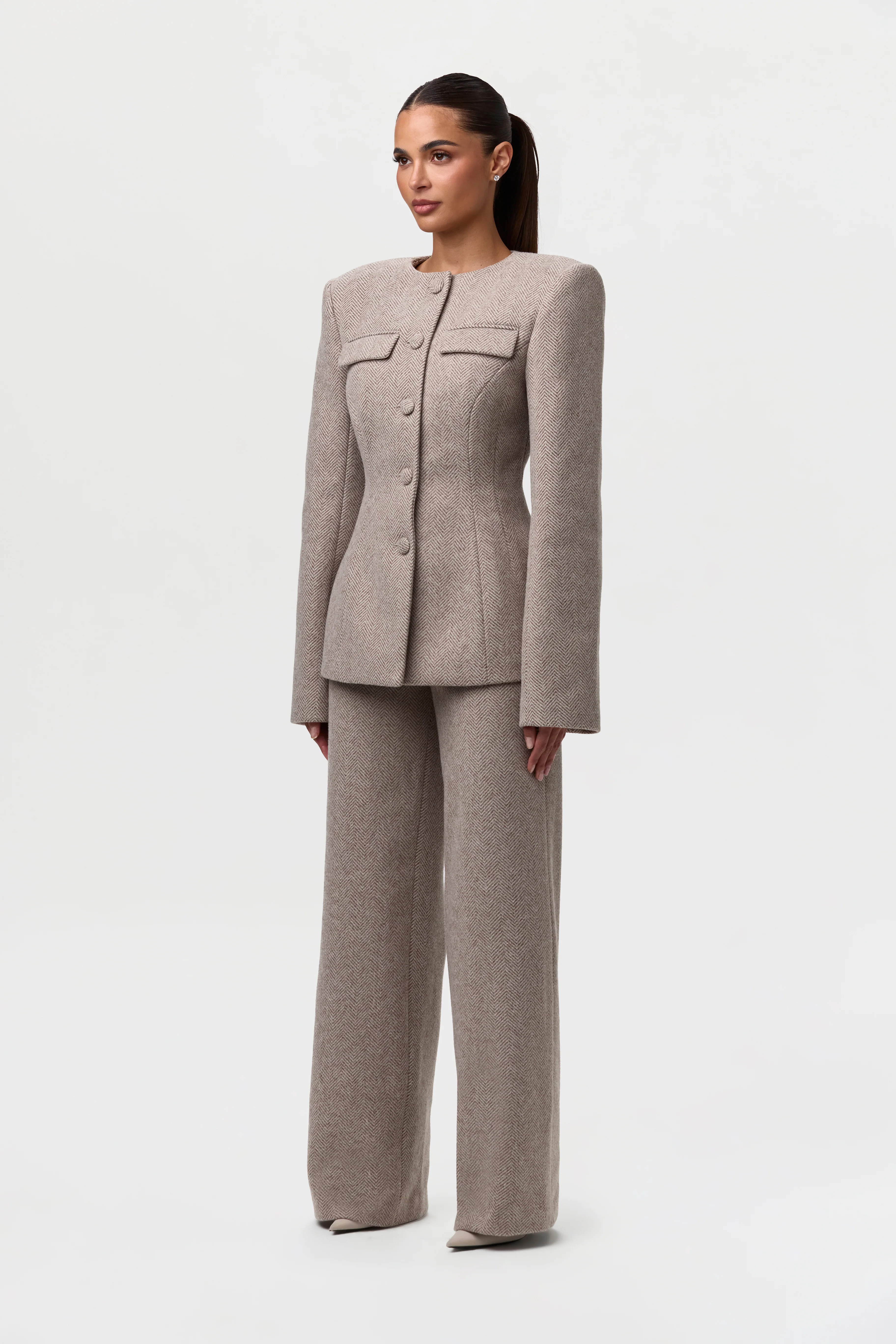 Chevron Suited Button Up Blazer - Image 3