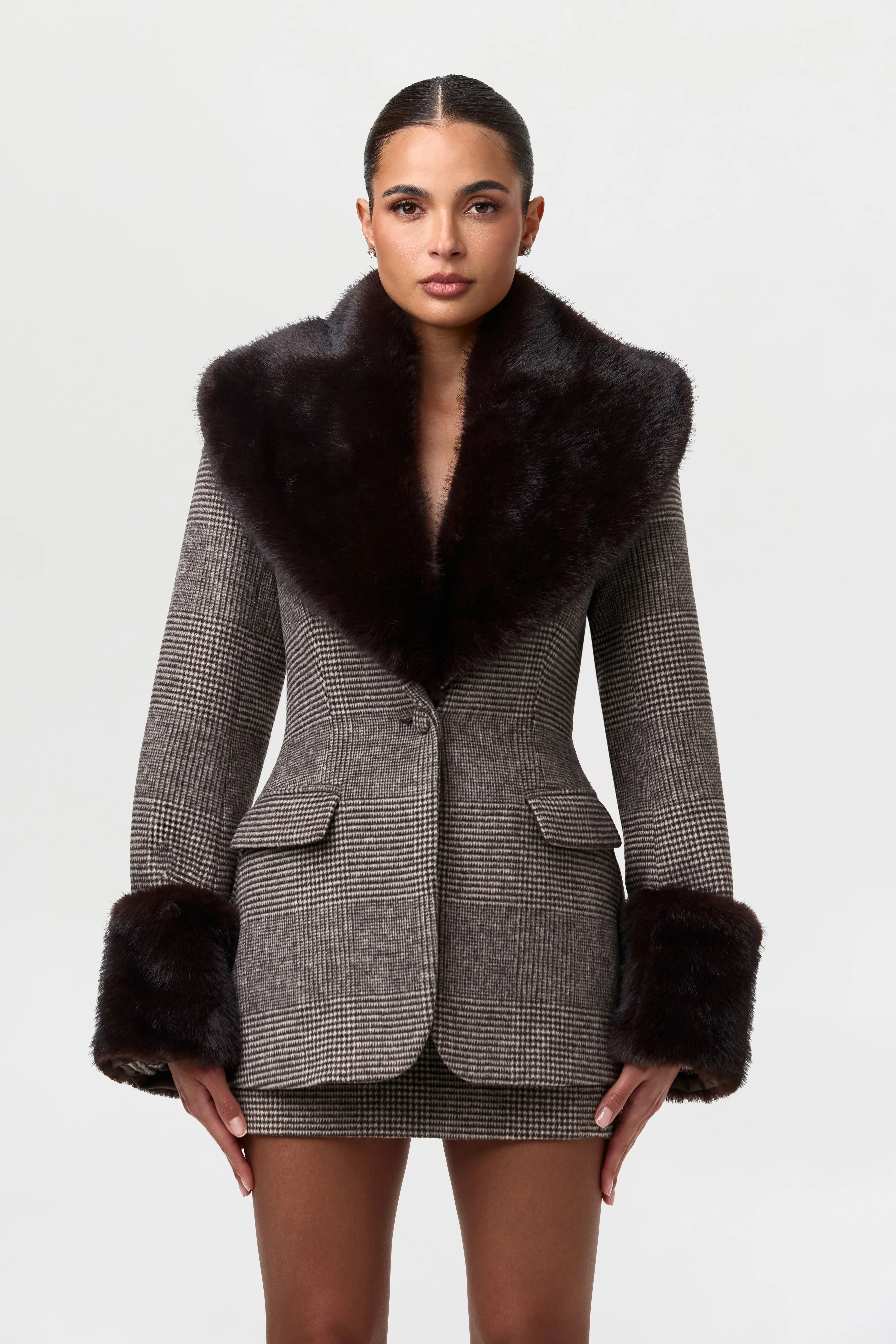 Suiting Plaid Houndstooth Mini Skirt - Image 3