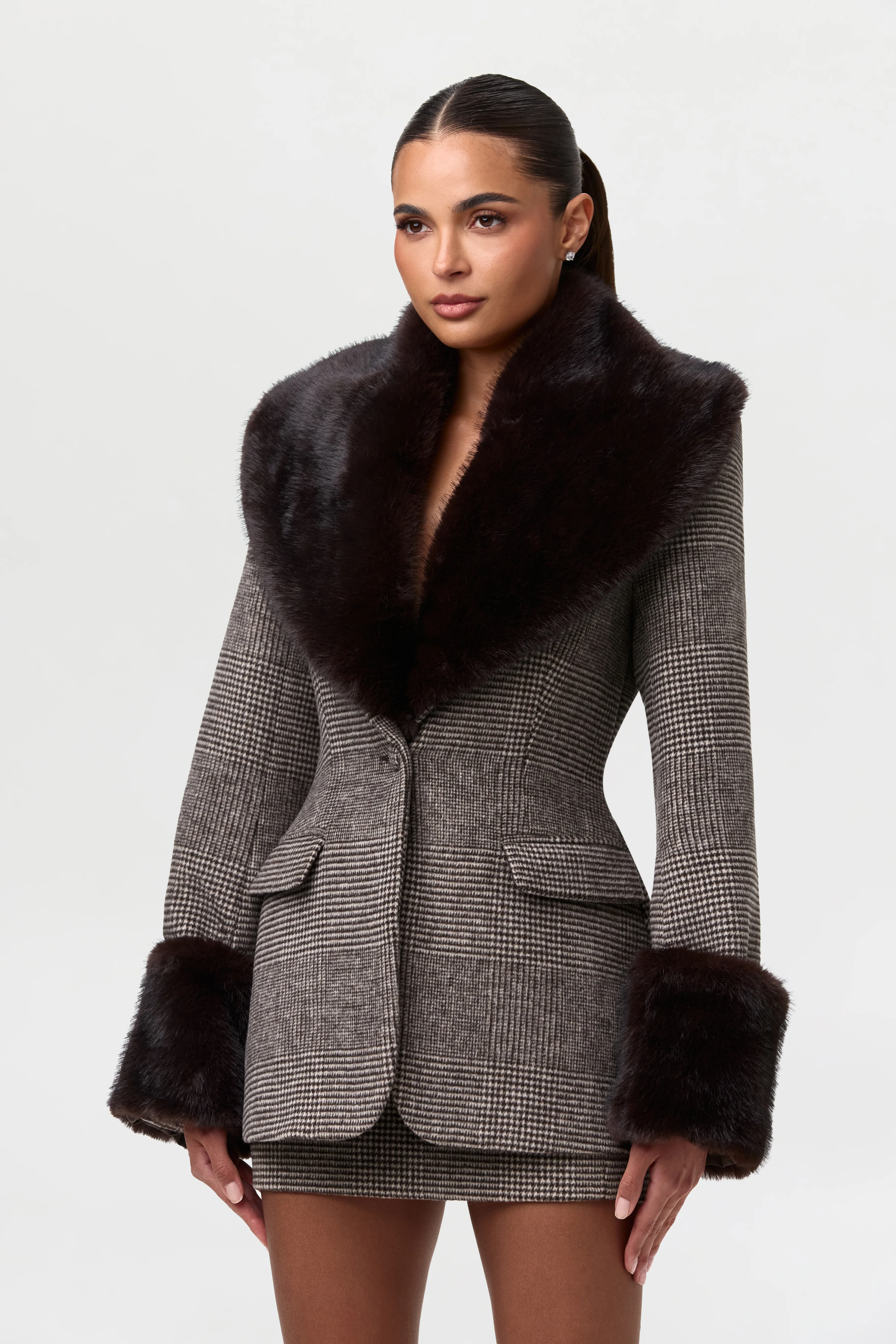 Suiting Plaid Houndstooth Mini Skirt - Image 5