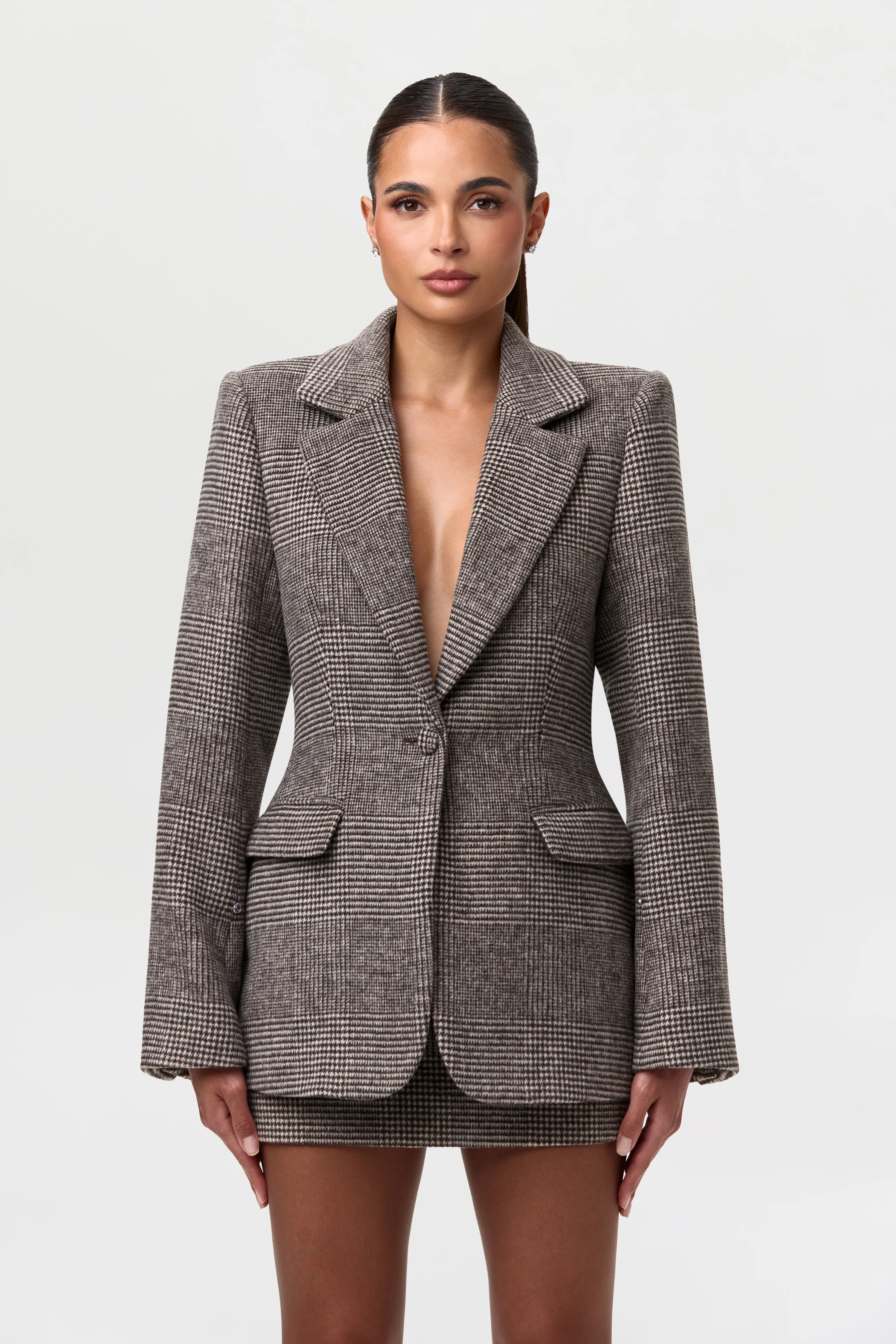 Suiting Plaid Houndstooth Mini Skirt - Image 7