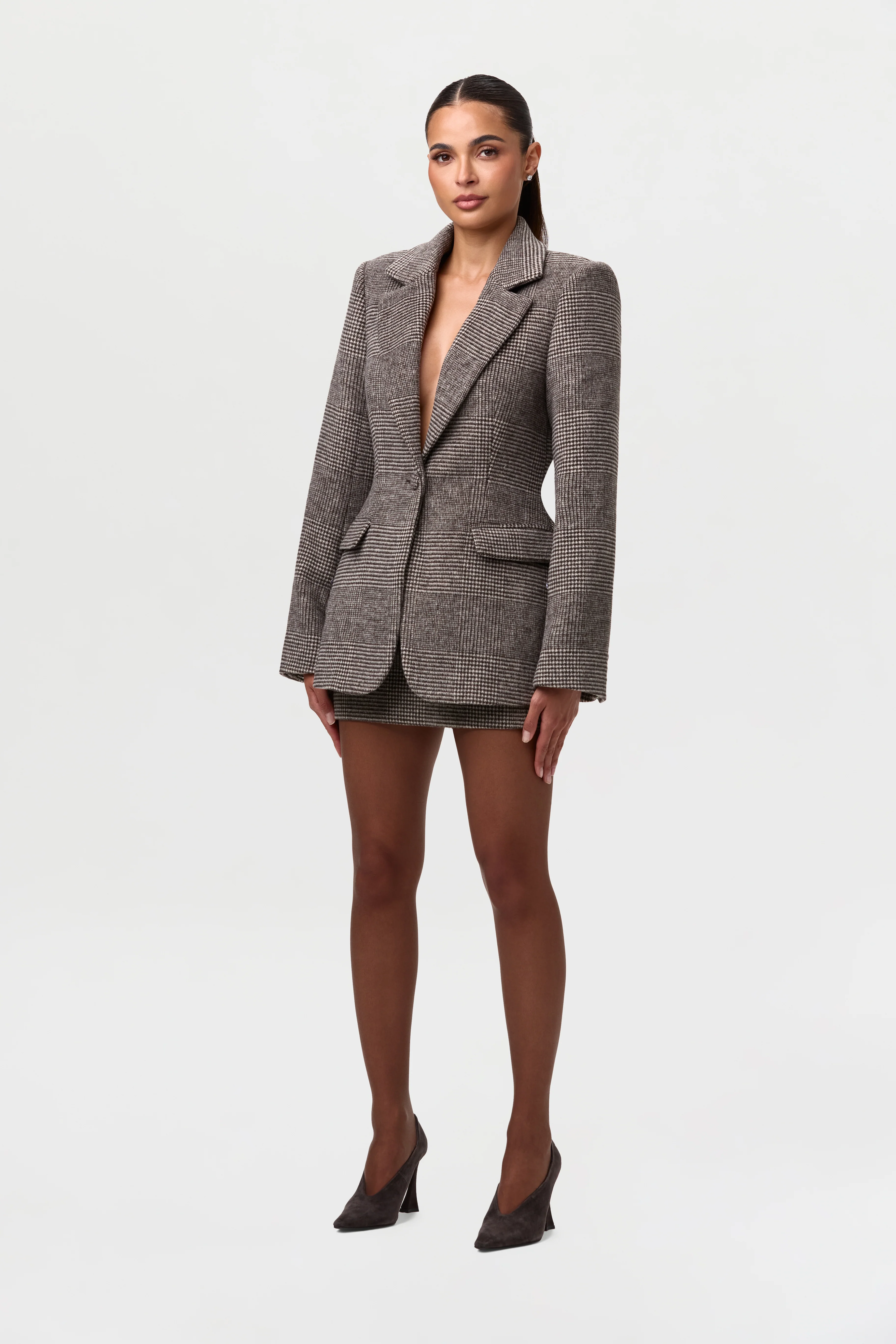 Suiting Plaid Houndstooth Mini Skirt - Image 8