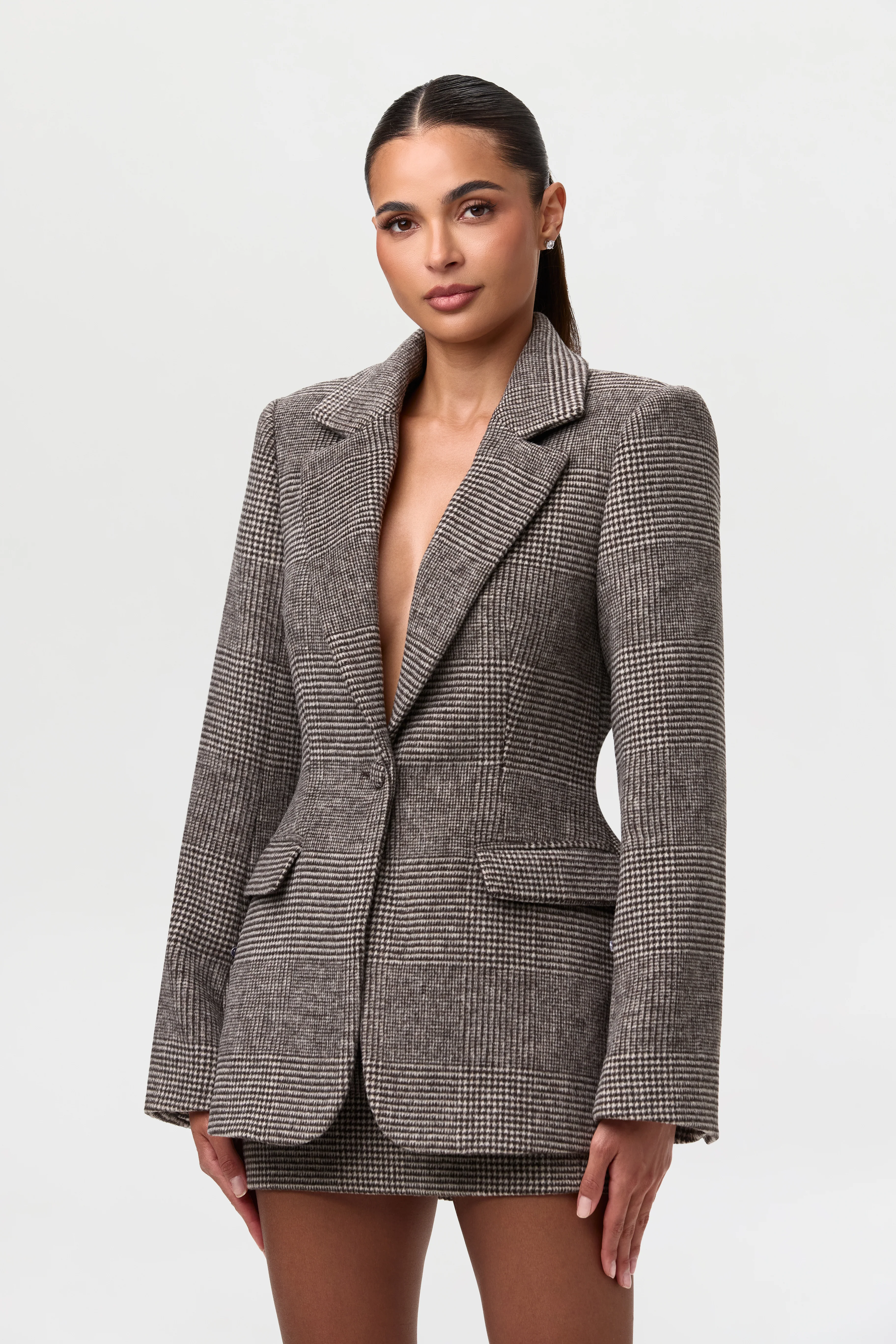 Suiting Plaid Houndstooth Mini Skirt - Image 9