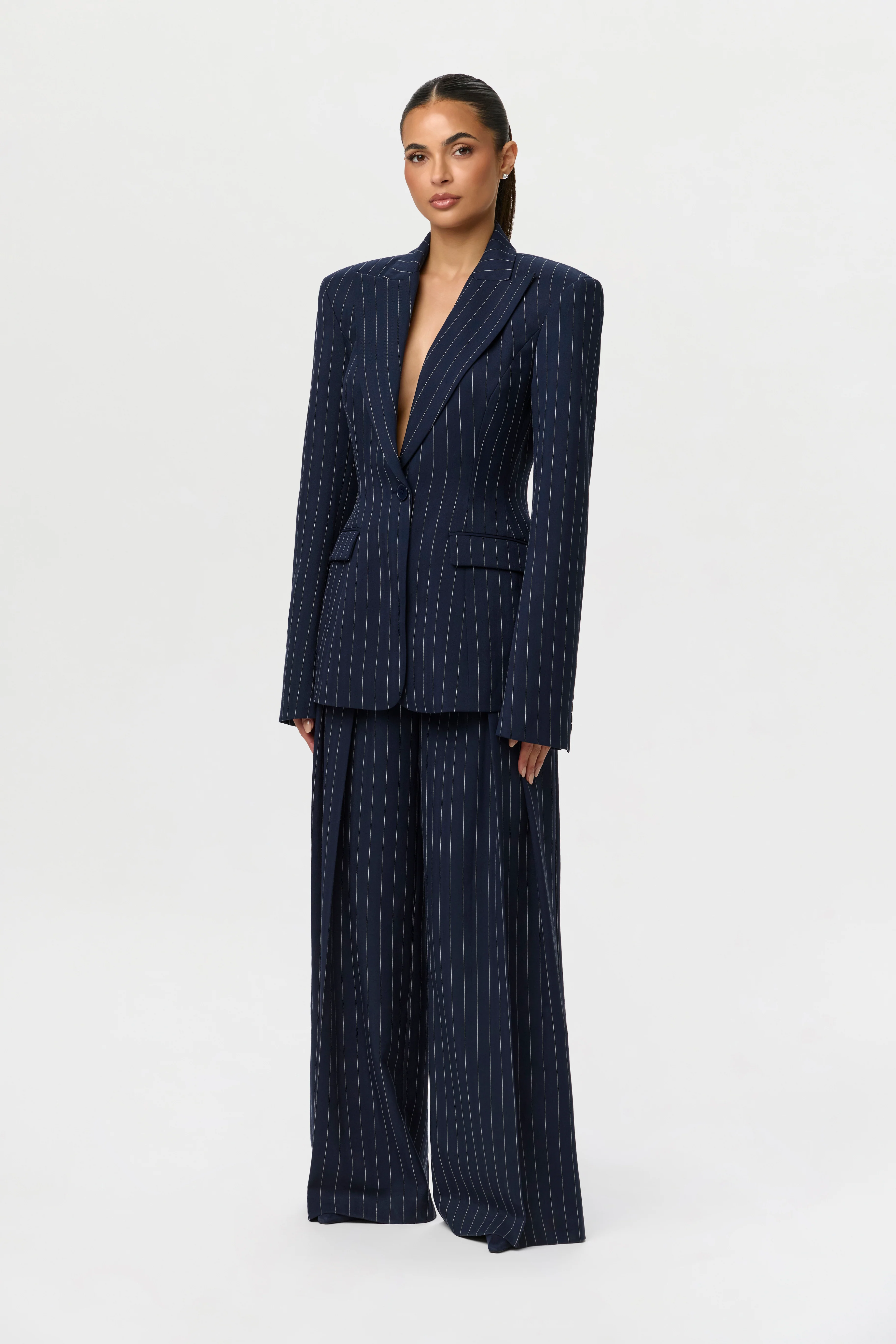 Pinstripe Suited Blazer - Image 15