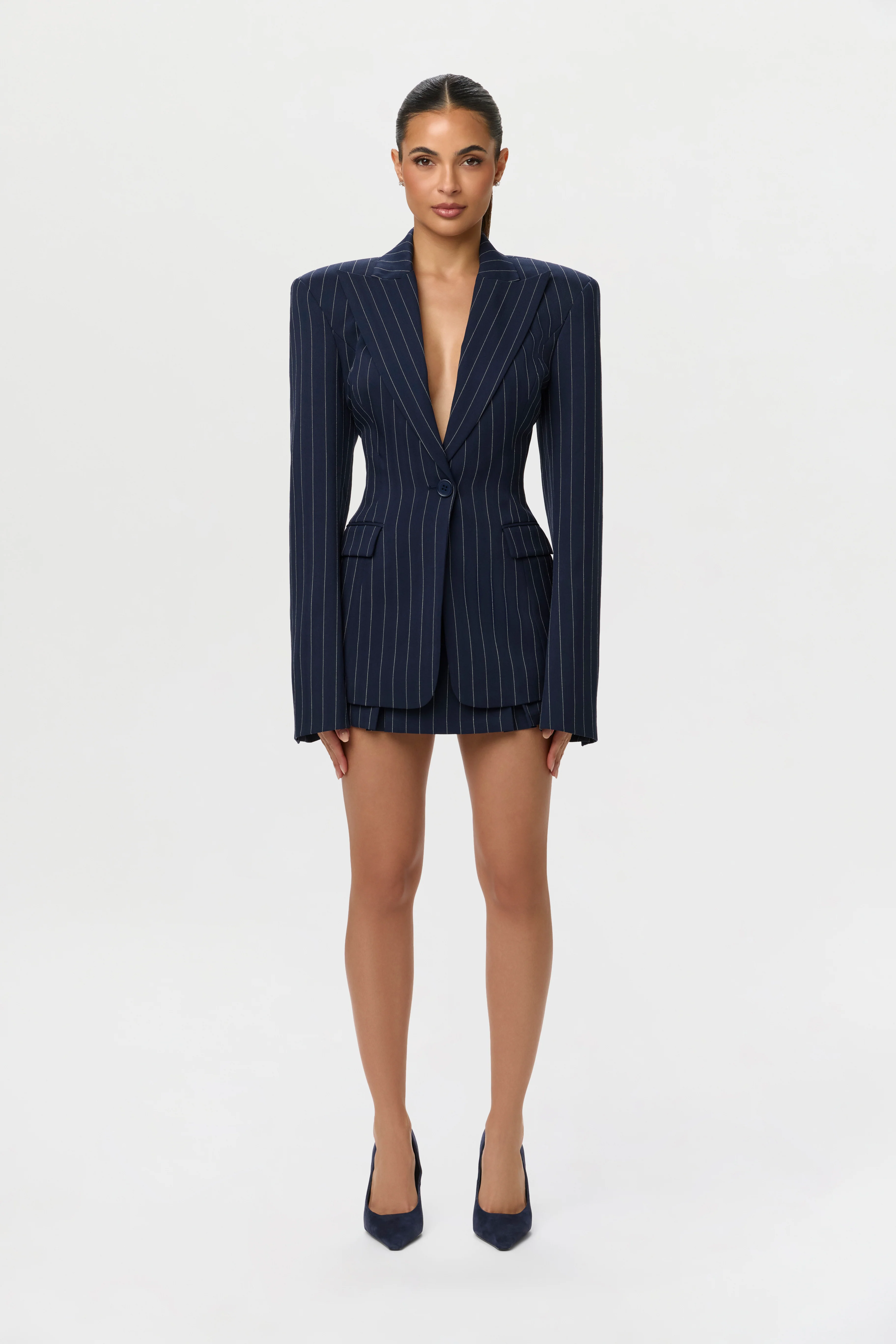 Pinstripe Suited Blazer - Image 16