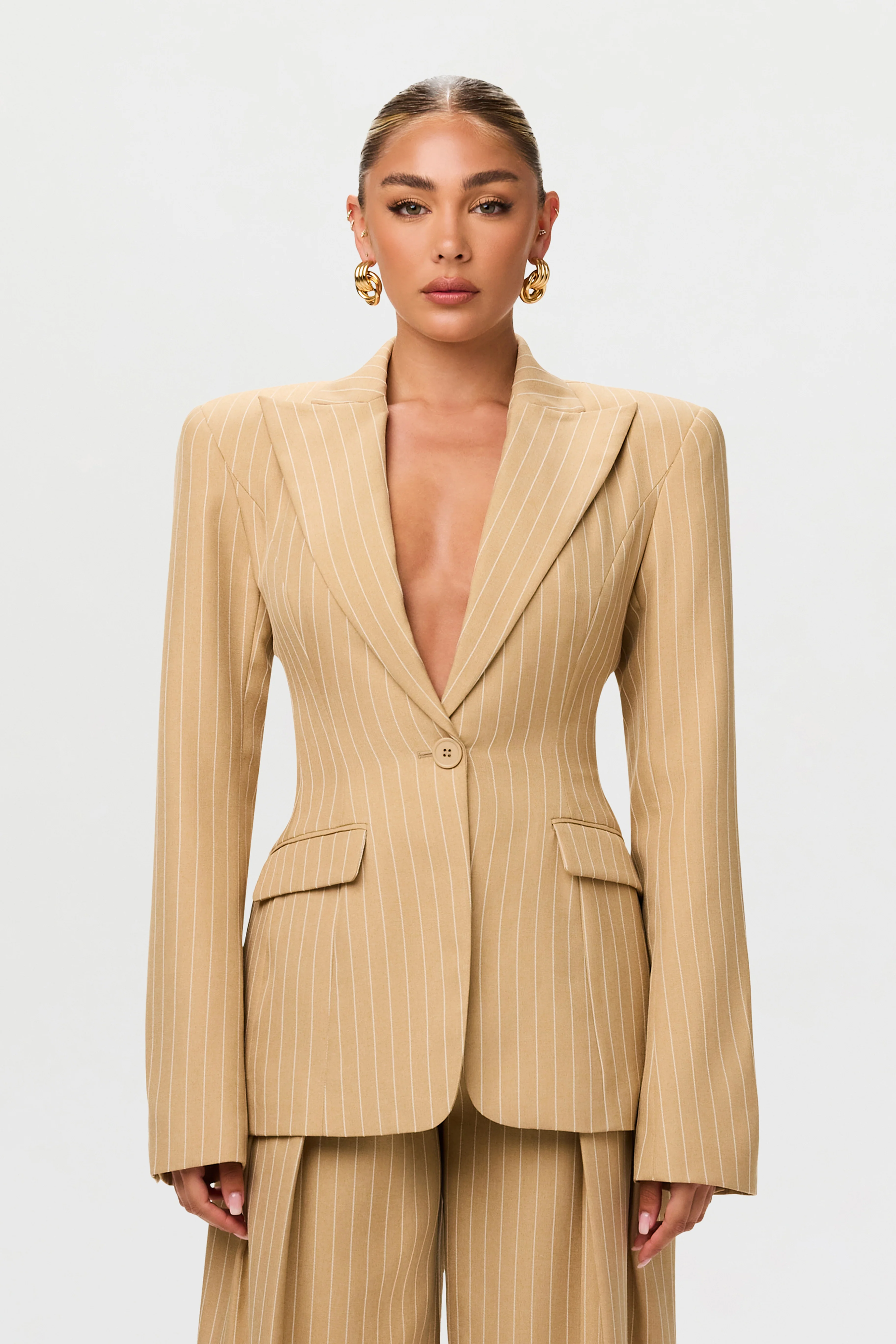 Pinstripe Suited Blazer - Image 22