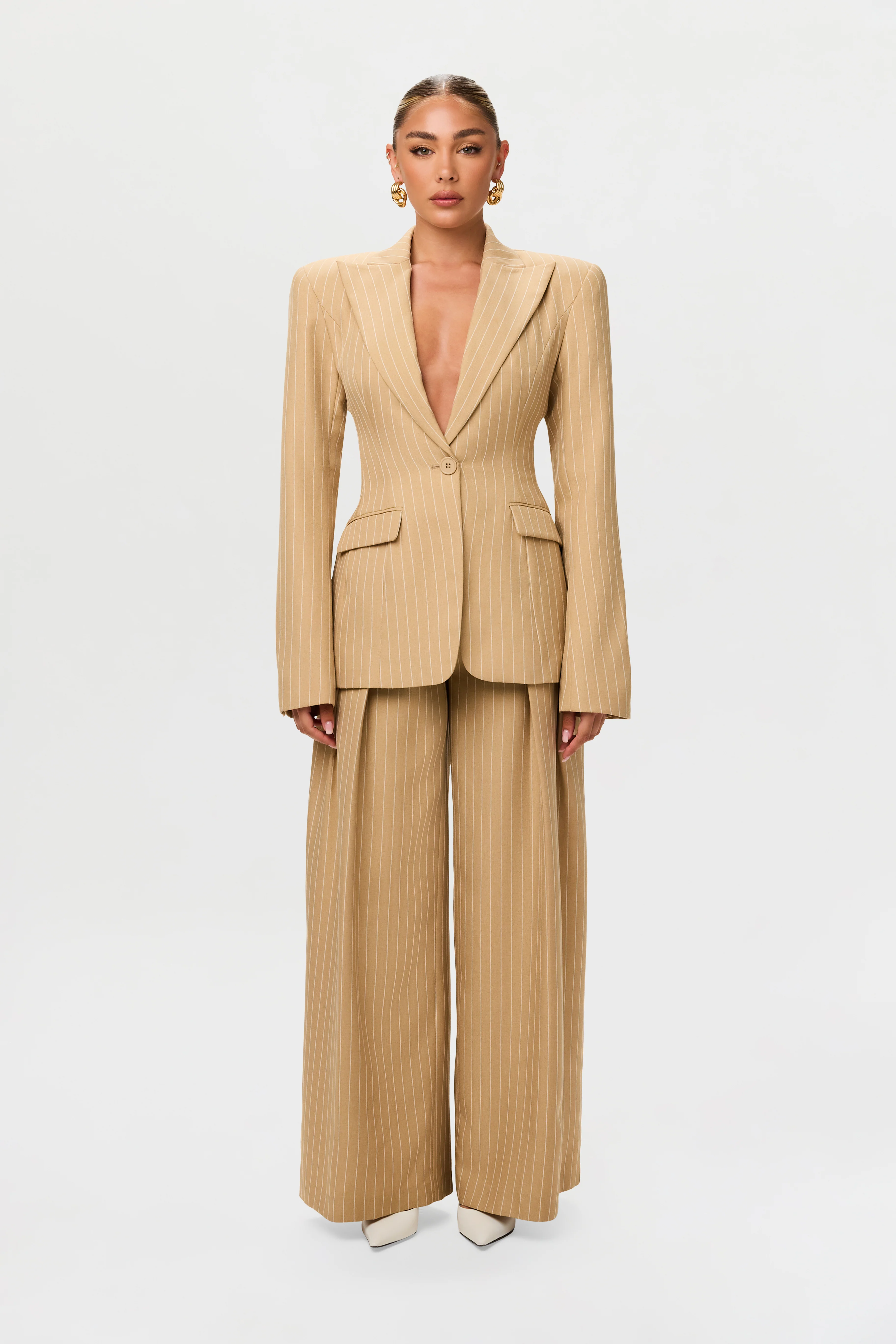 Pinstripe Suited Blazer - Image 23