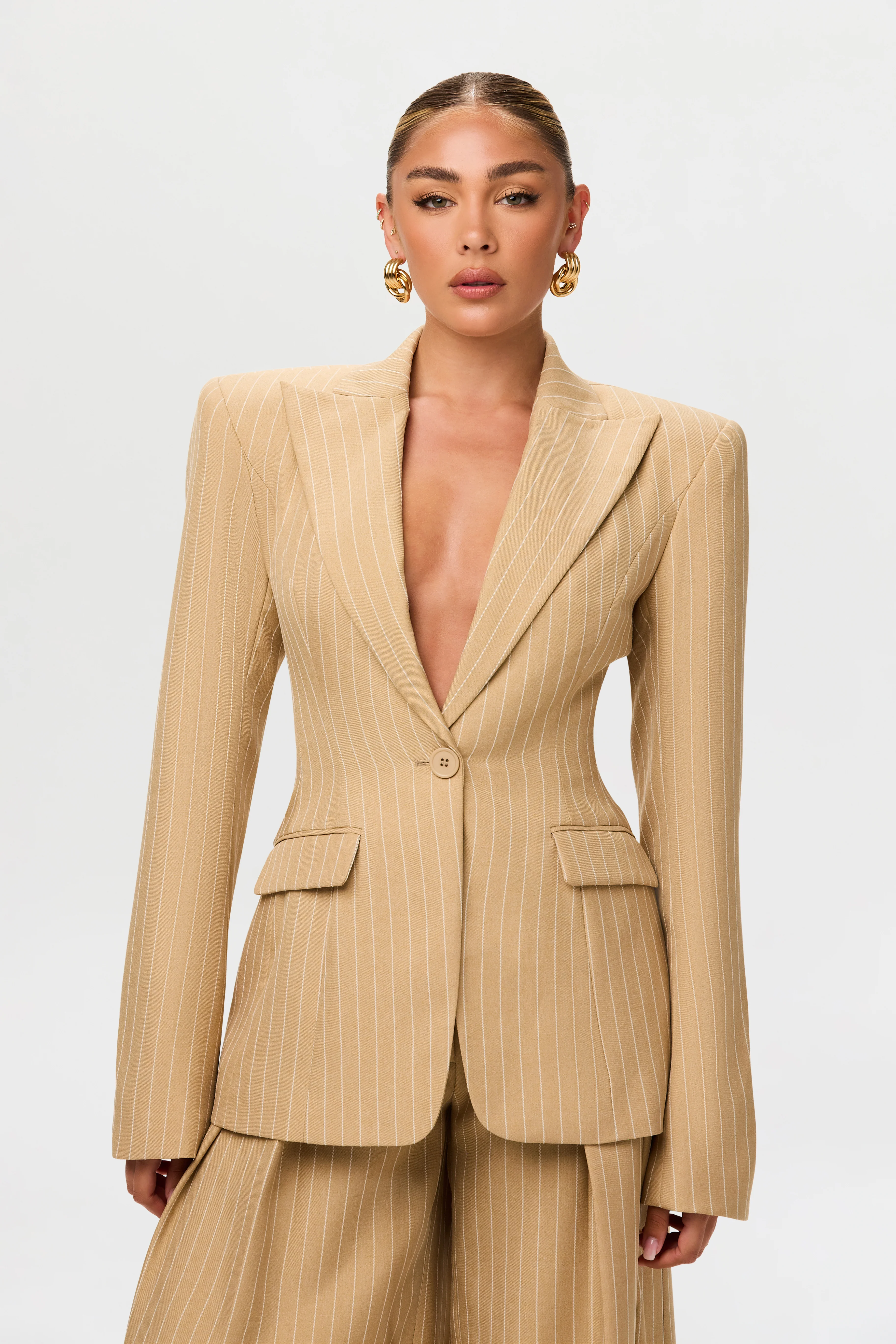 Pinstripe Suited Blazer - Image 24