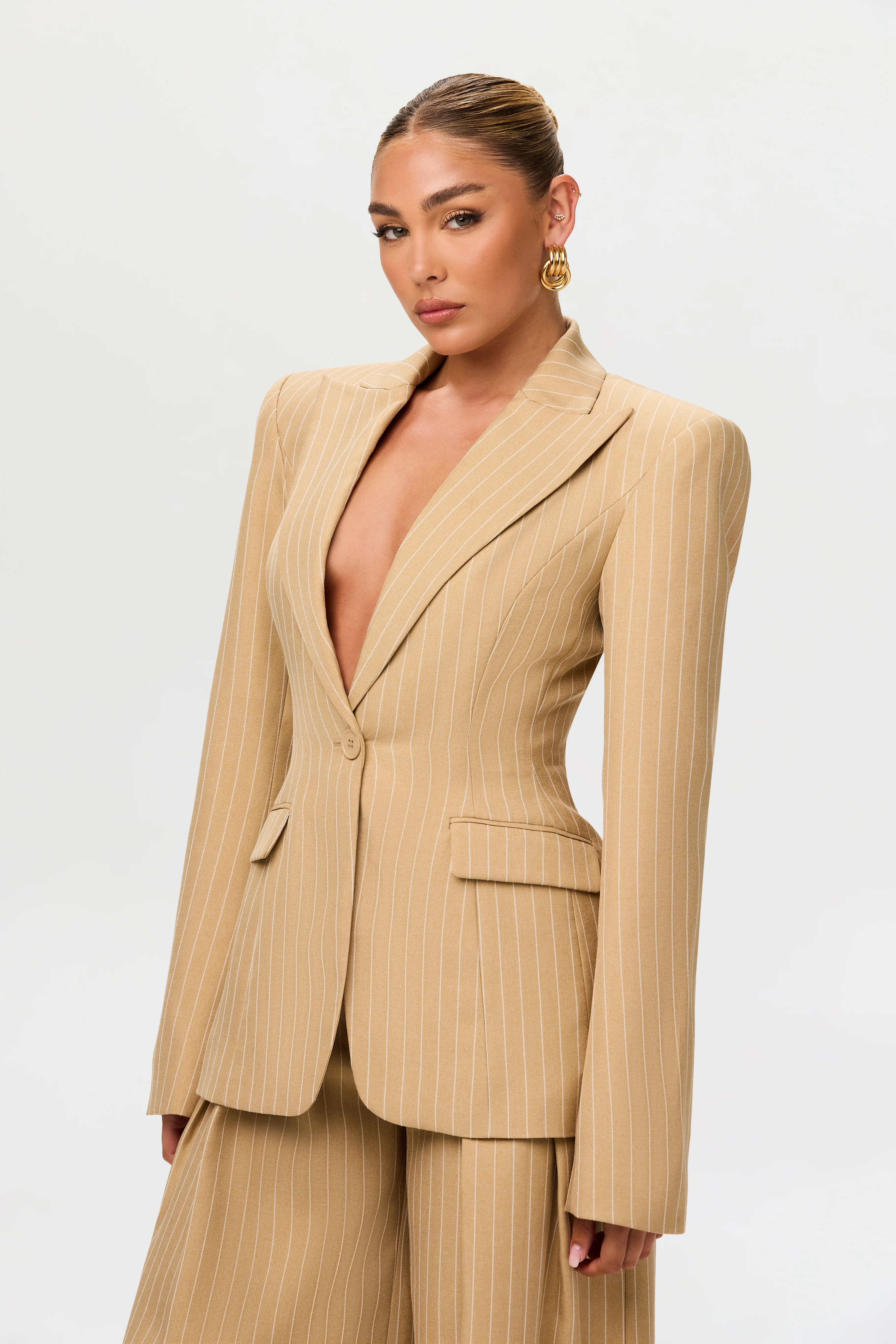 Pinstripe Suited Blazer - Image 25