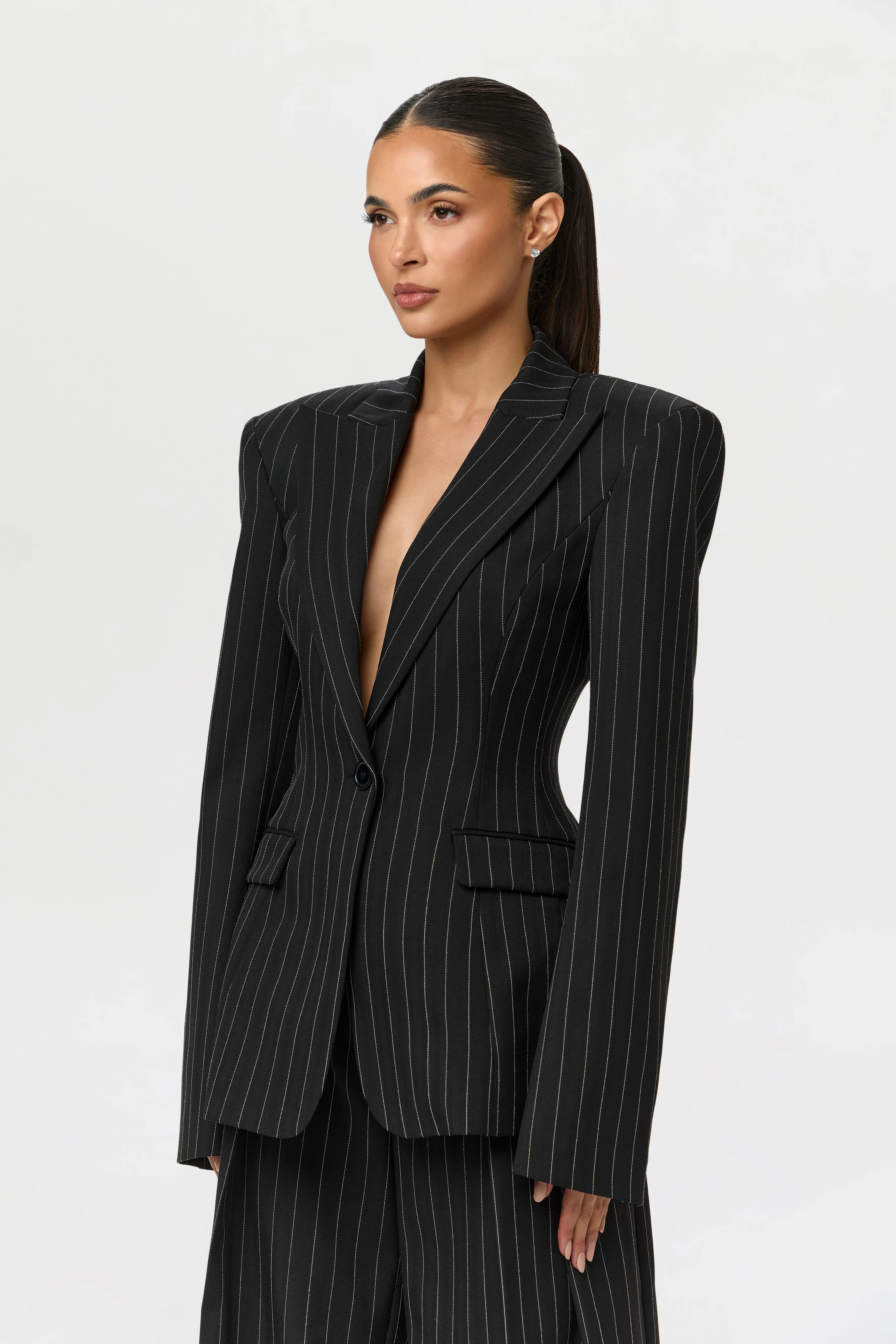 Pinstripe Suited Blazer - Image 3
