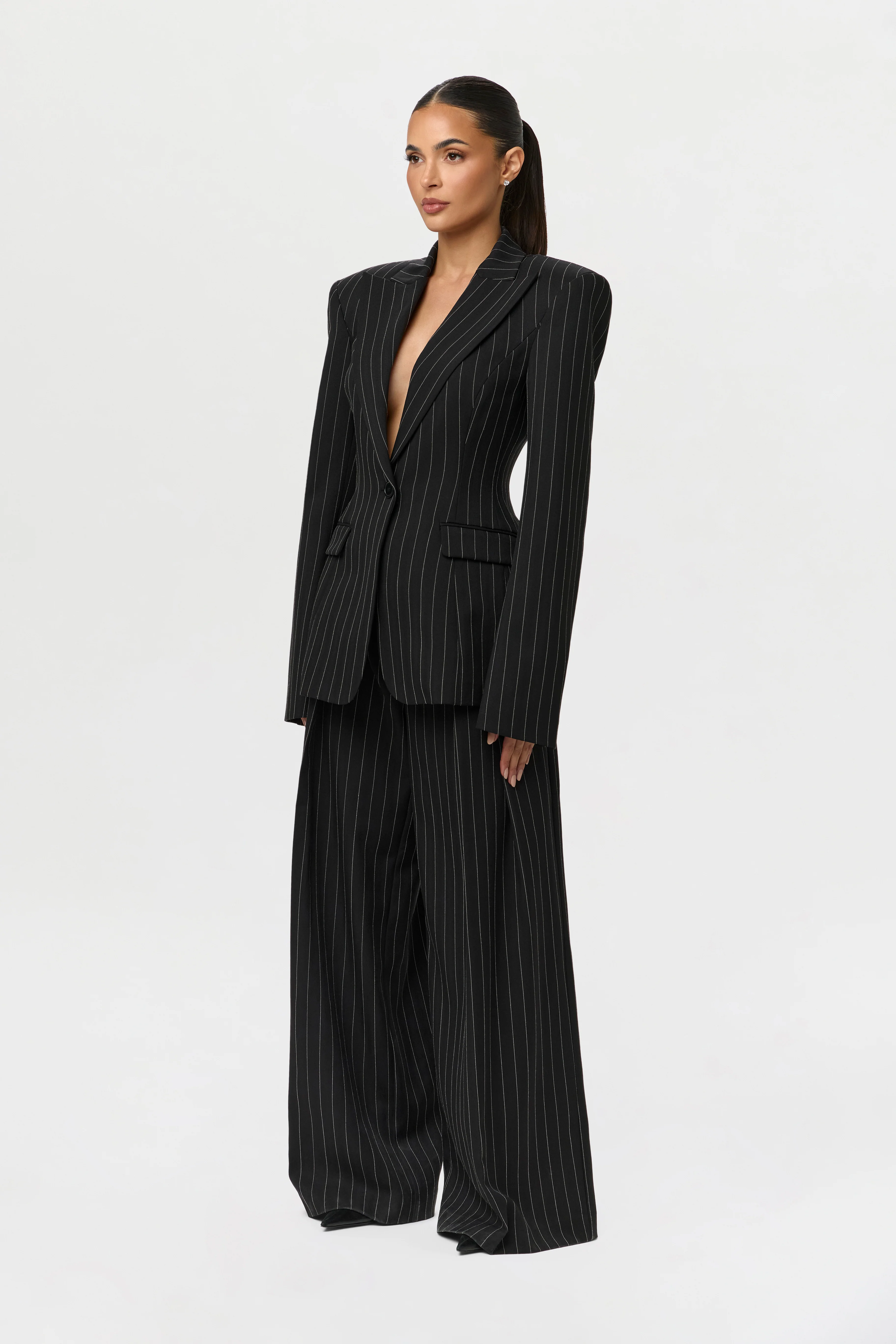 Pinstripe Suited Blazer - Image 4