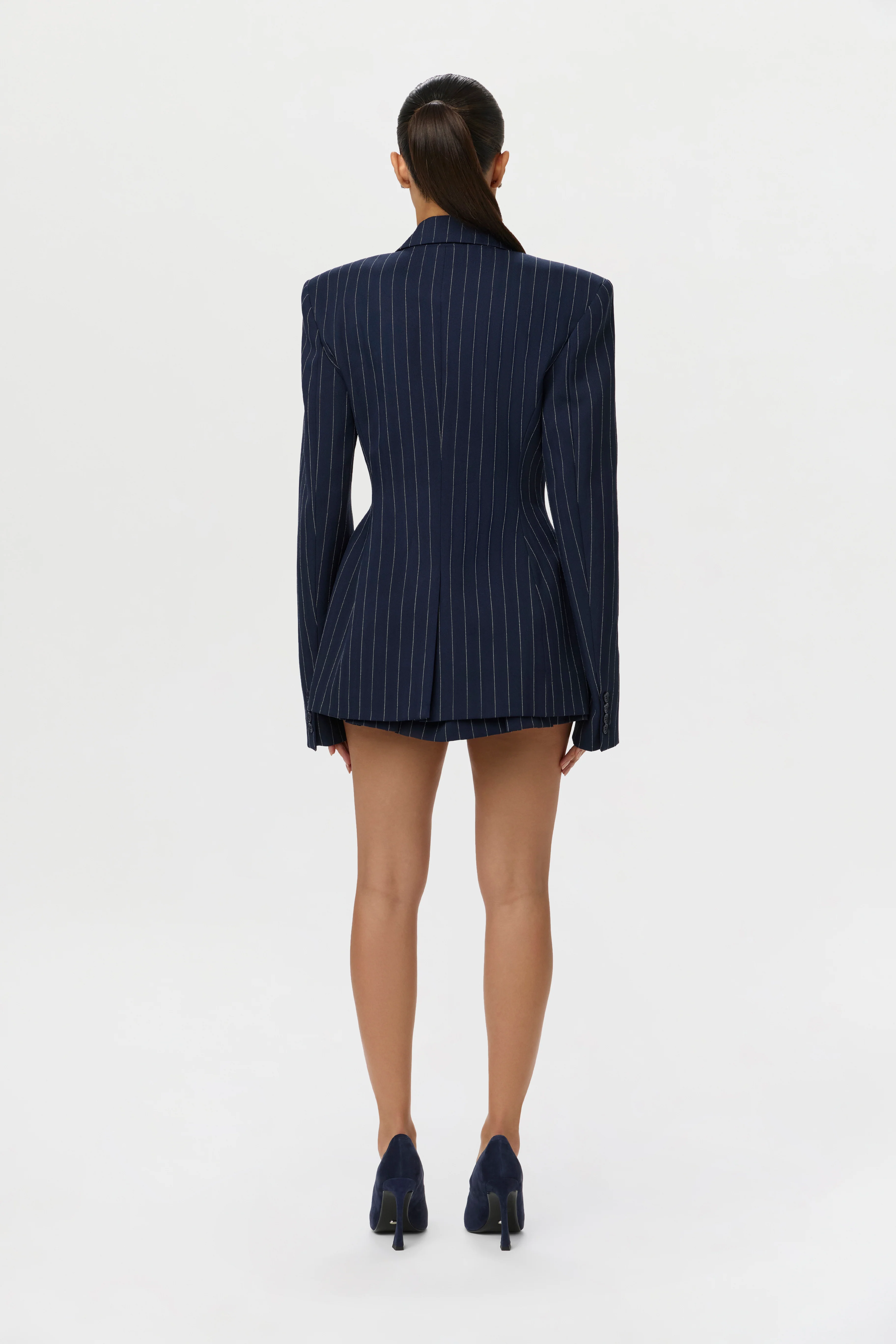 Pinstripe Suiting Pleated Mini Skirt - Image 19