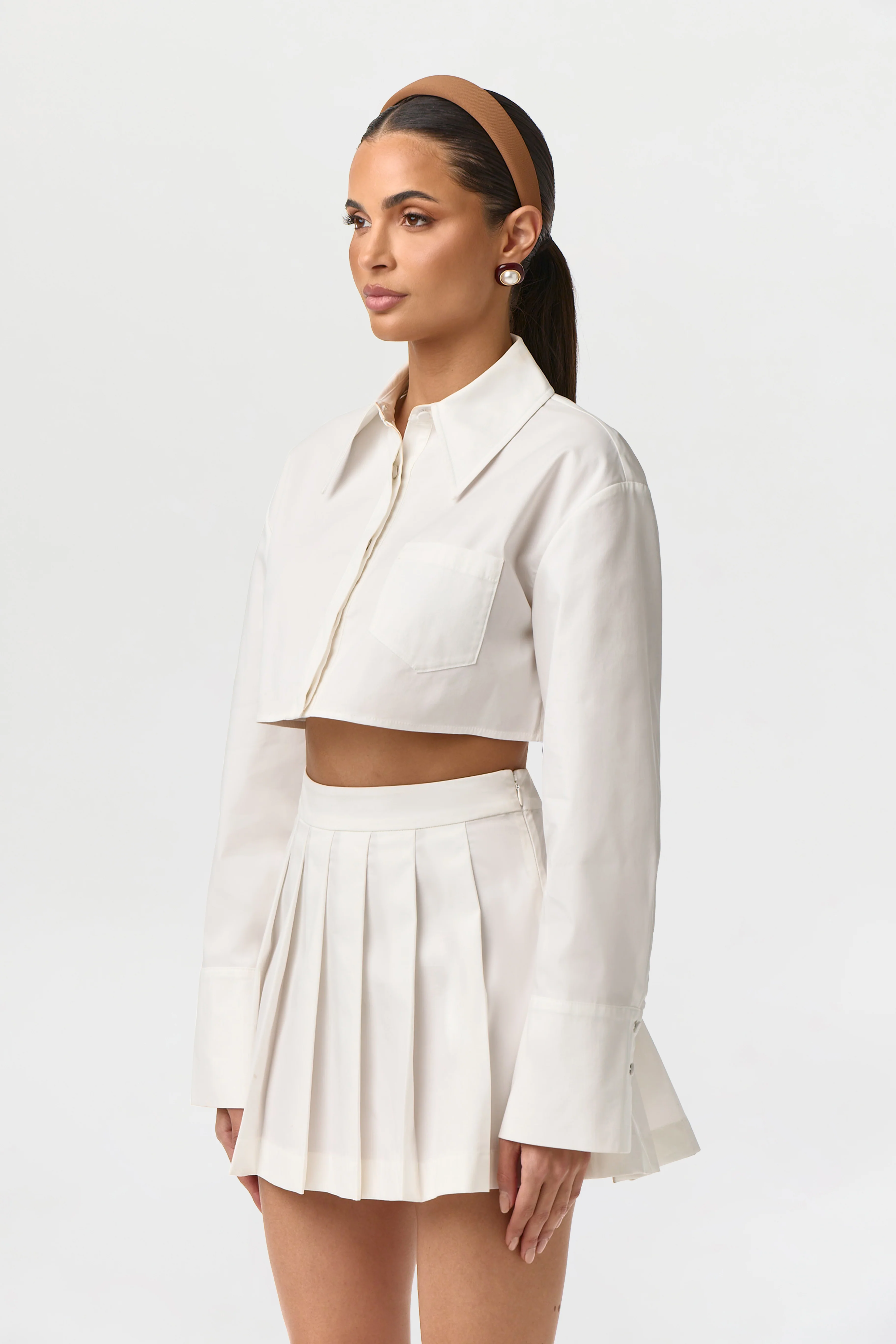 Shirting Pleated Mini Skirt - Image 4