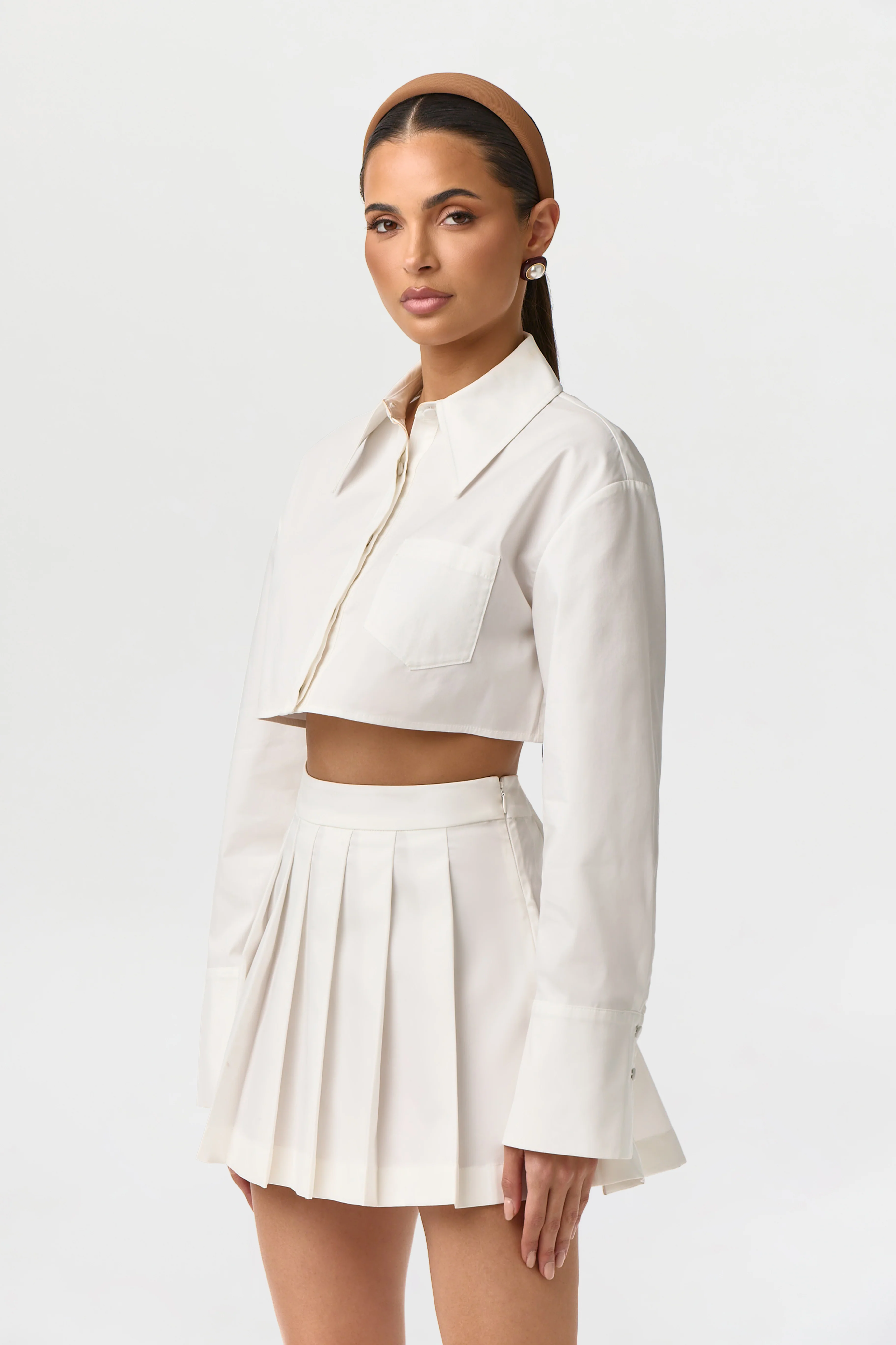 Shirting Button Up Crop Top - Image 4