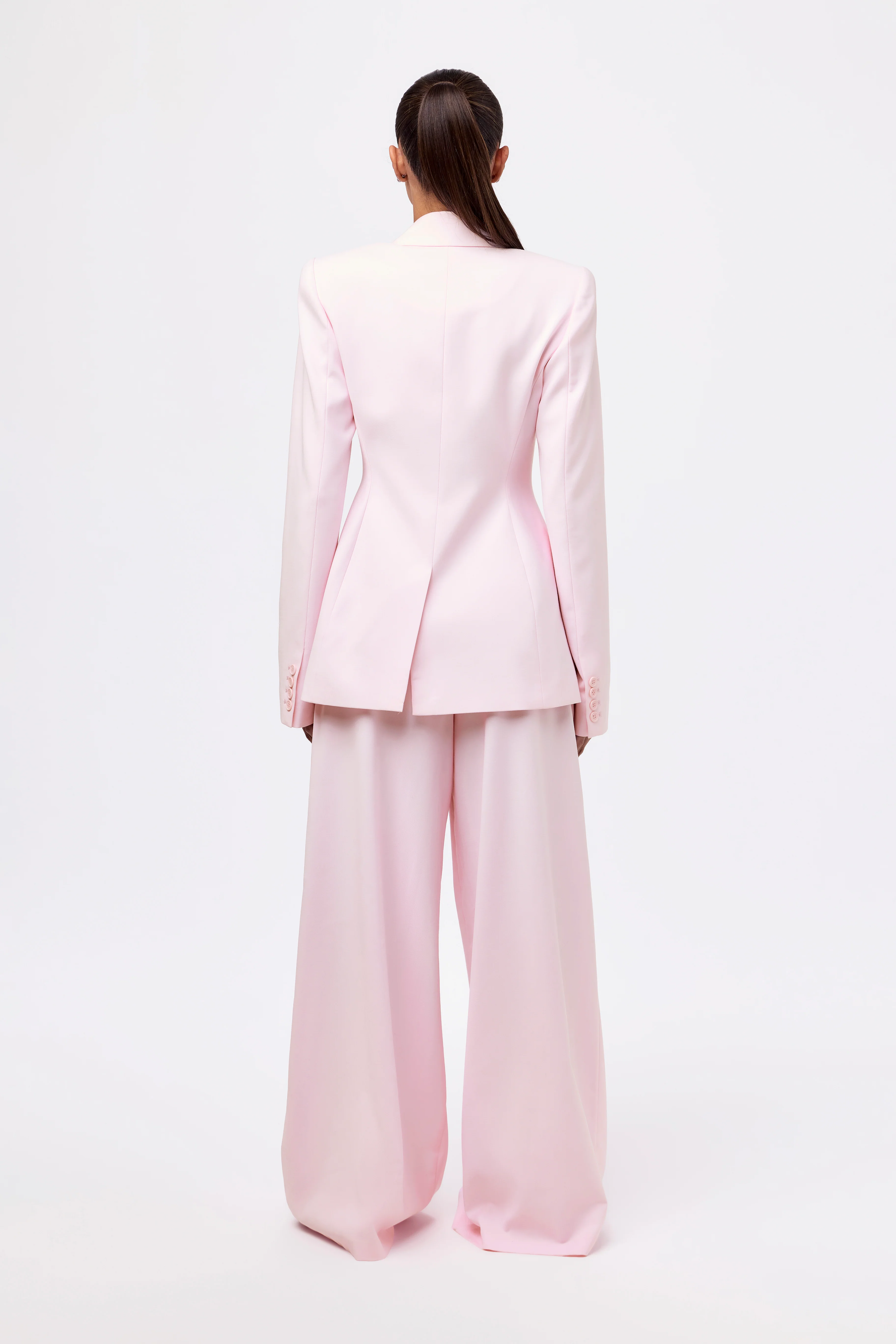 Power Shoulder Fitted Suit Blazer - Image 36