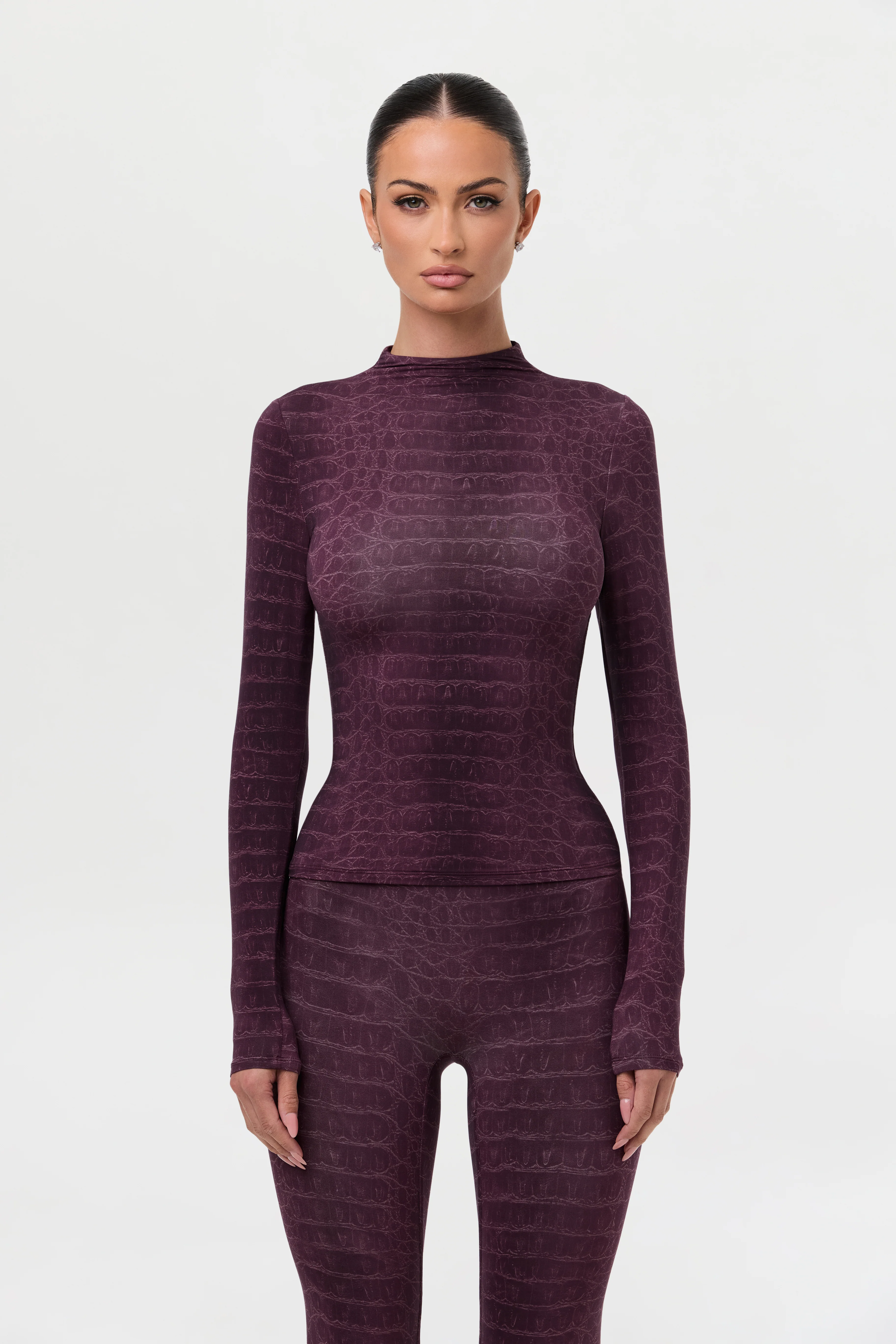 Naked Print Mock Neck Top - Image 40