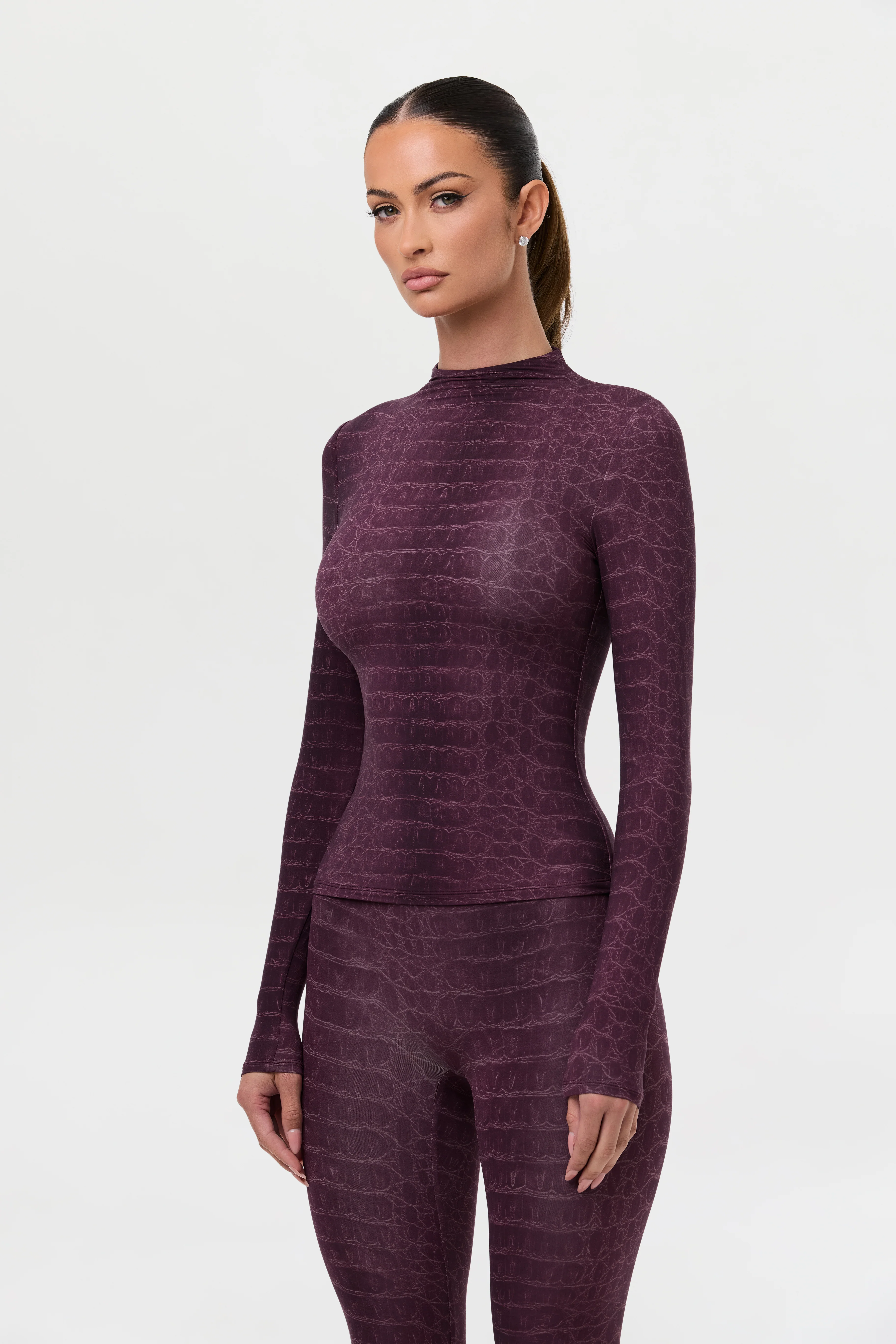 Naked Print Mock Neck Top - Image 43