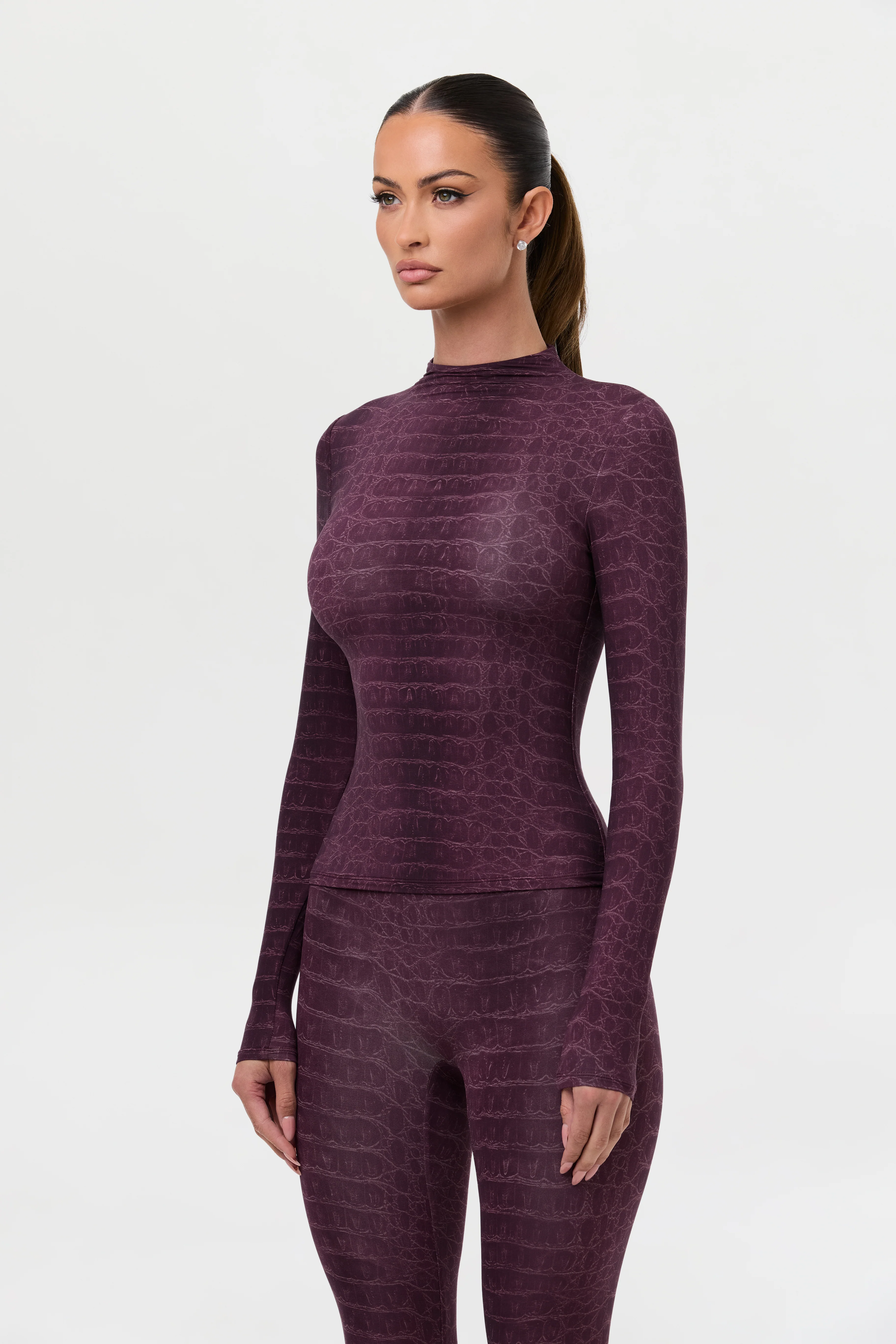 Naked Print Mock Neck Top - Image 45