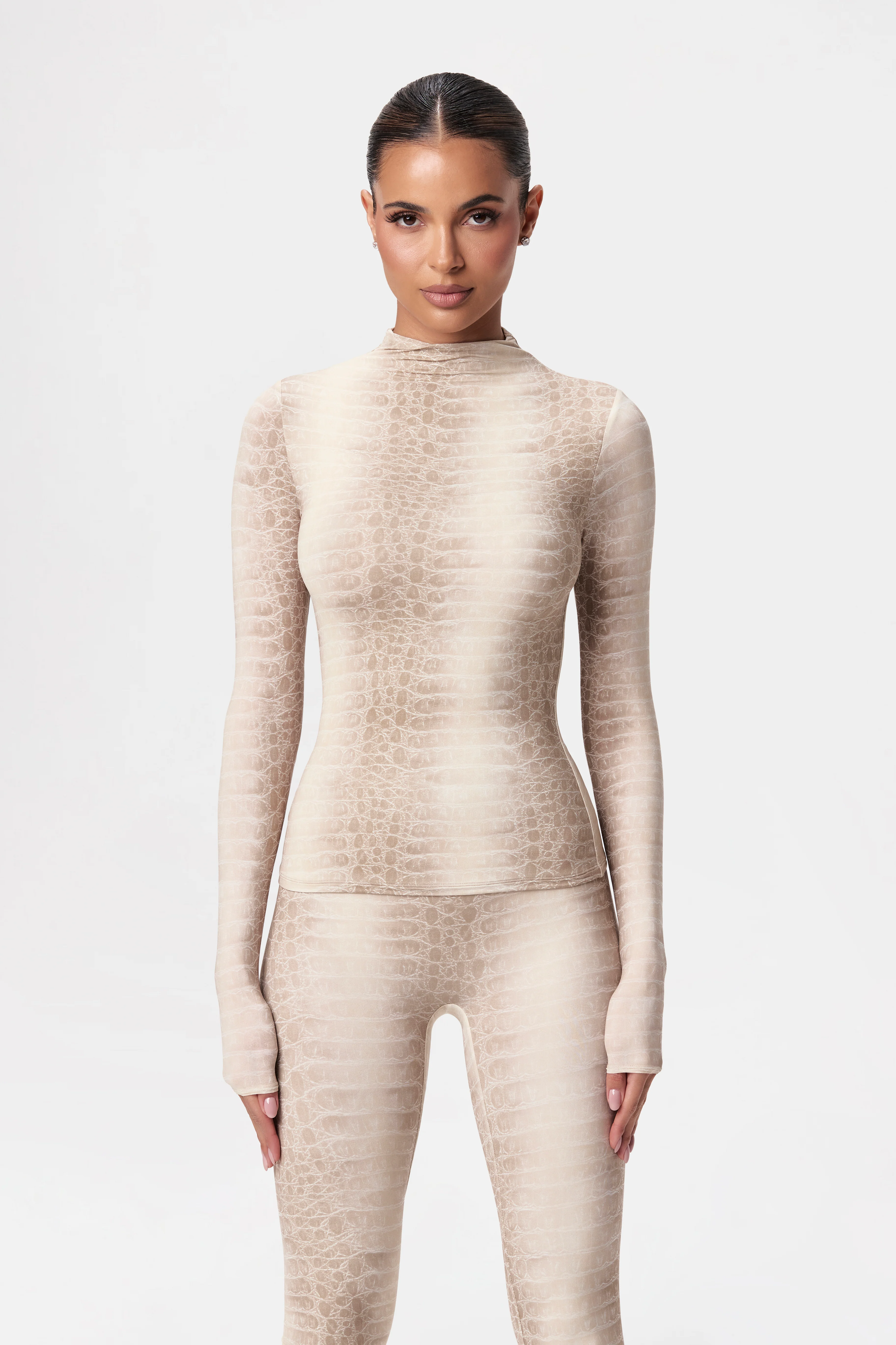Naked Print Mock Neck Top - Image 47