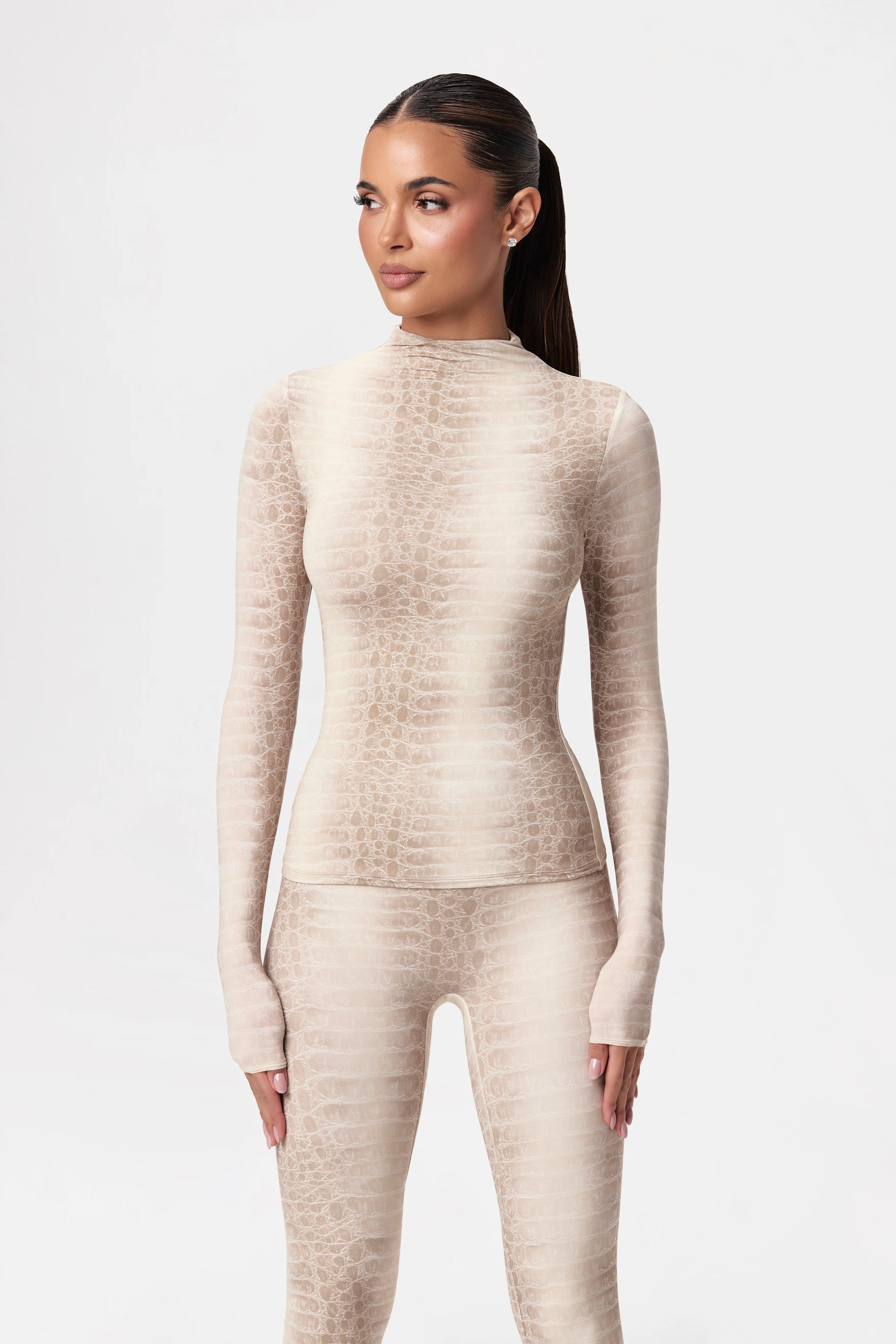 Naked Print Mock Neck Top - Image 48