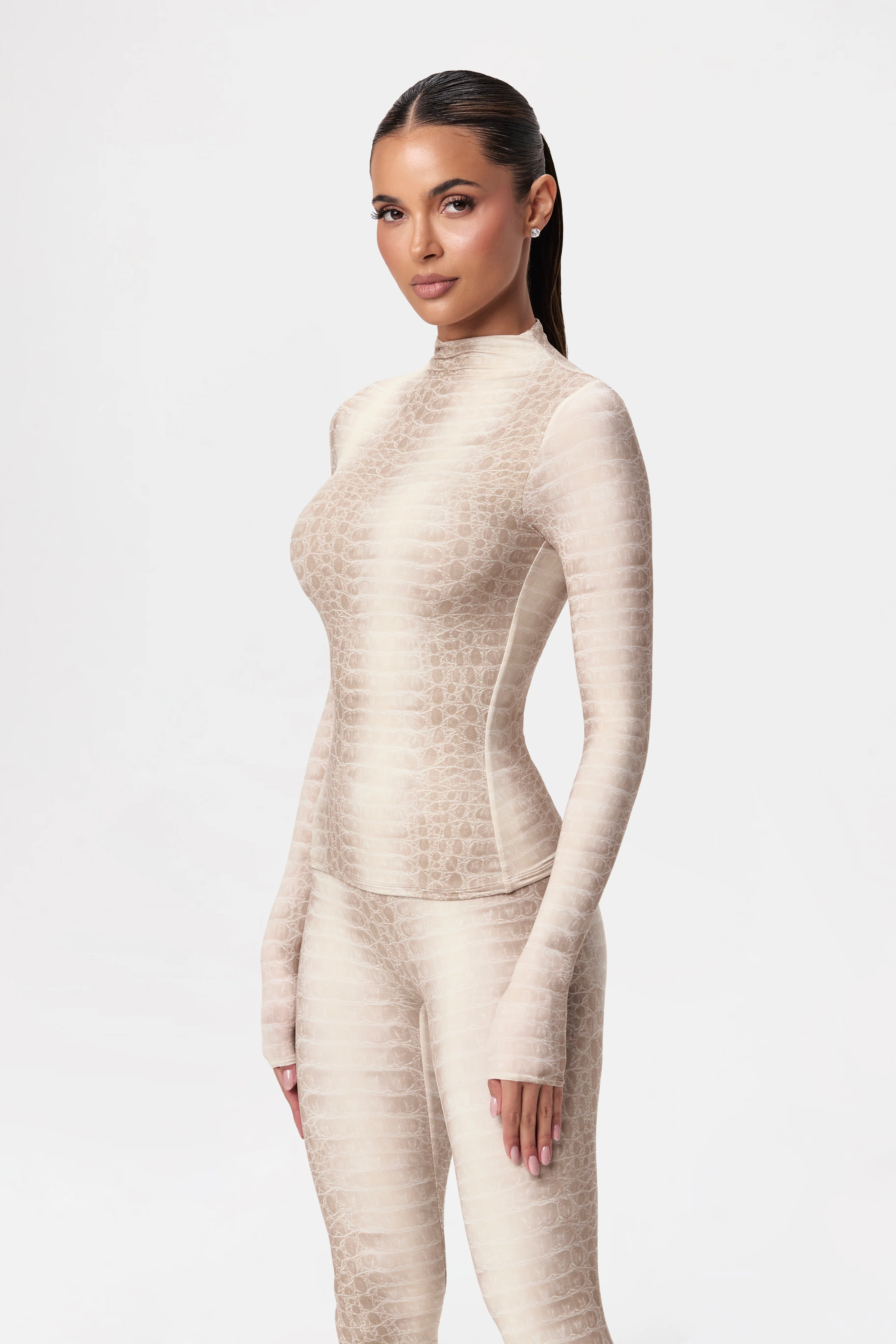 Naked Print Mock Neck Top - Image 49