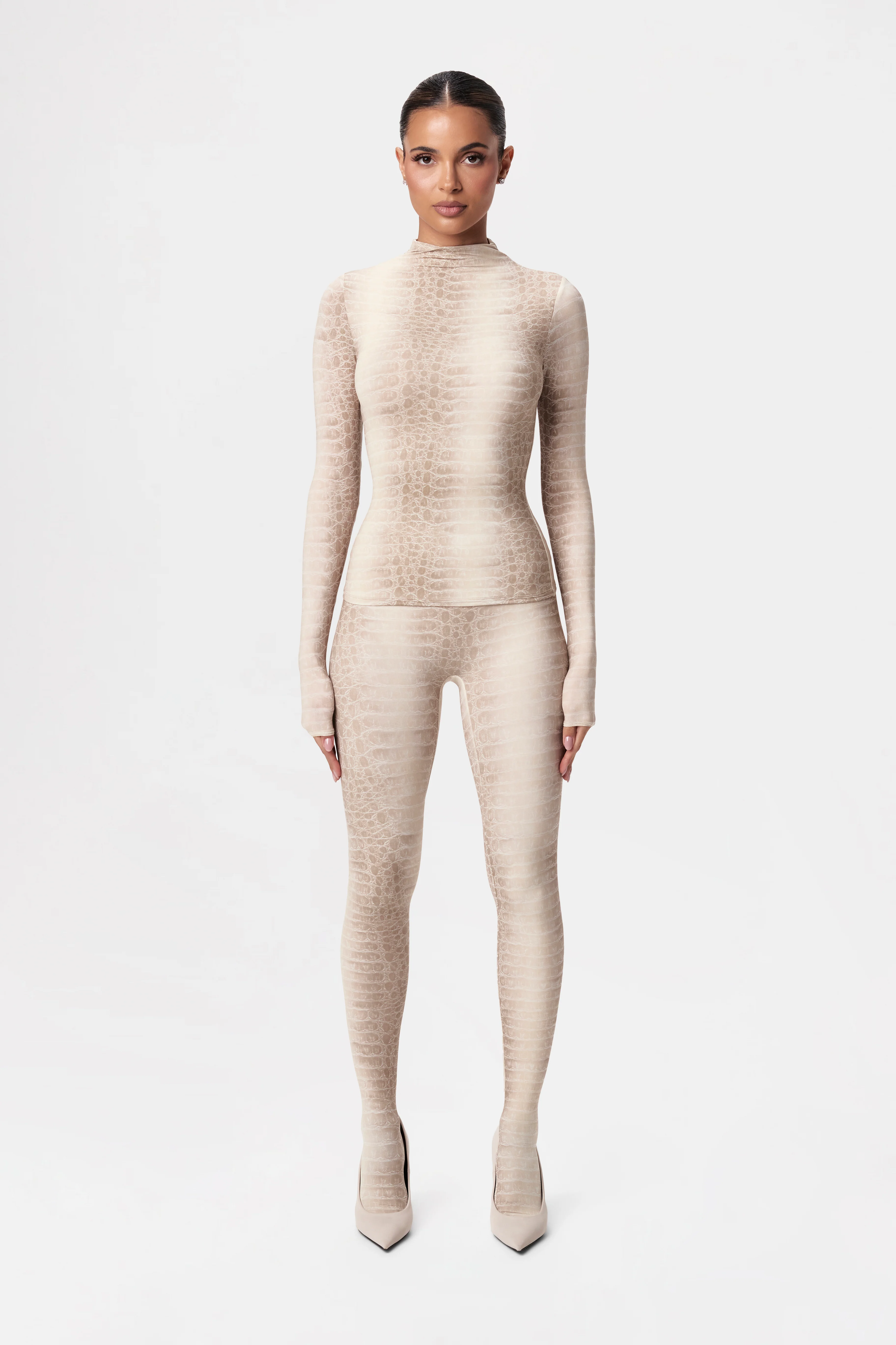 Naked Print Mock Neck Top - Image 50