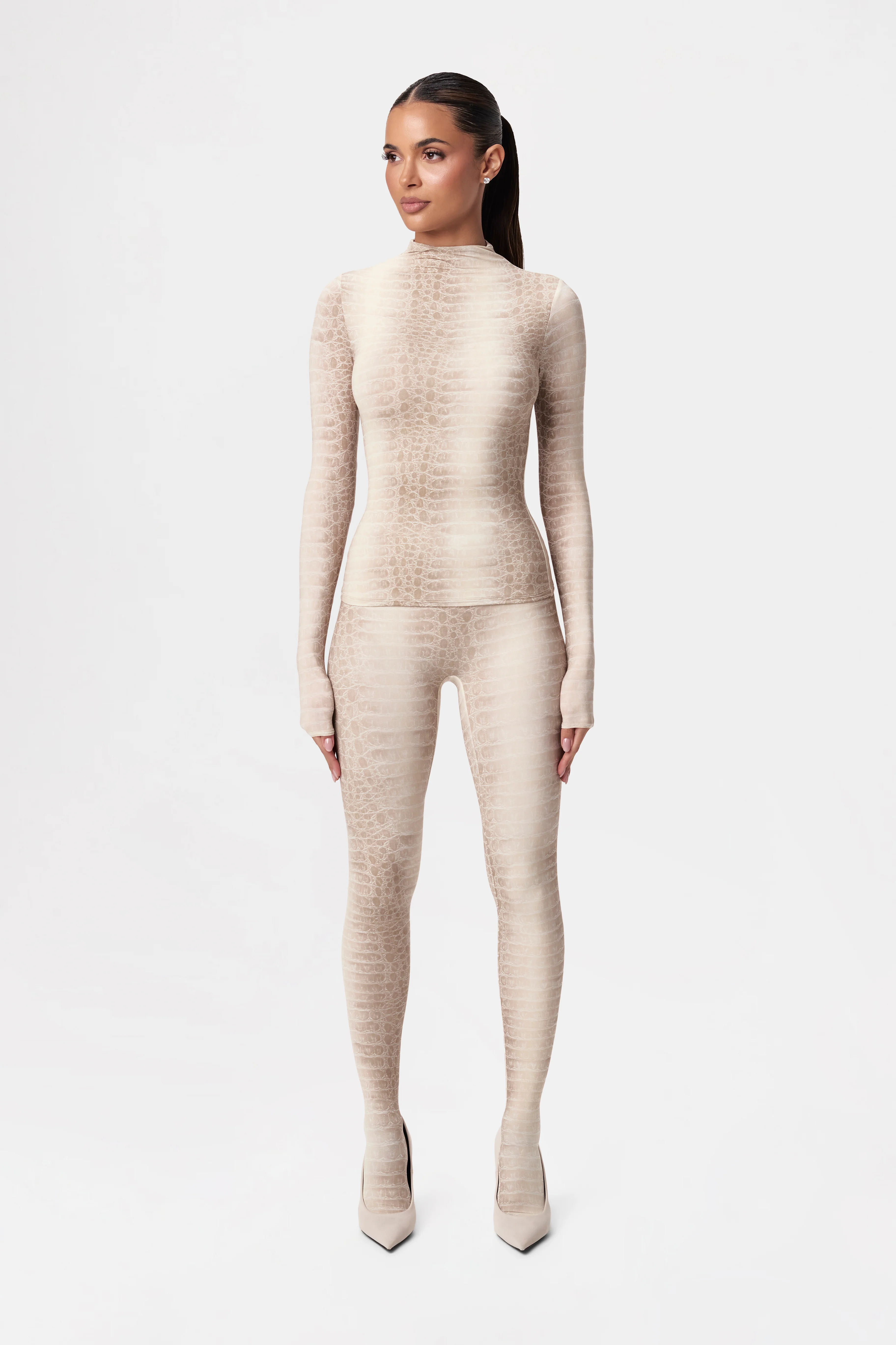 Naked Print Mock Neck Top - Image 51