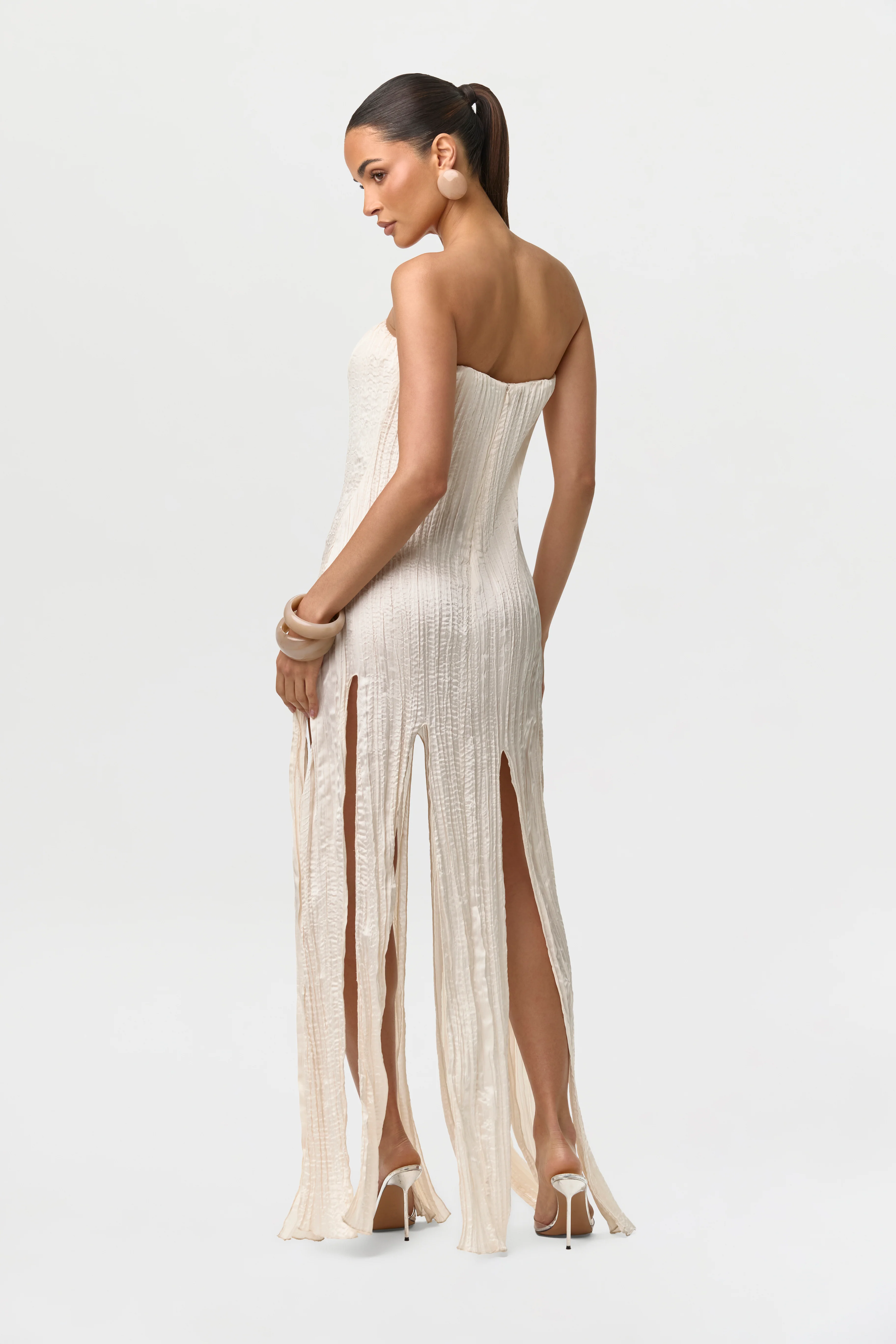 Satin Plissé Tube Dress - Image 5