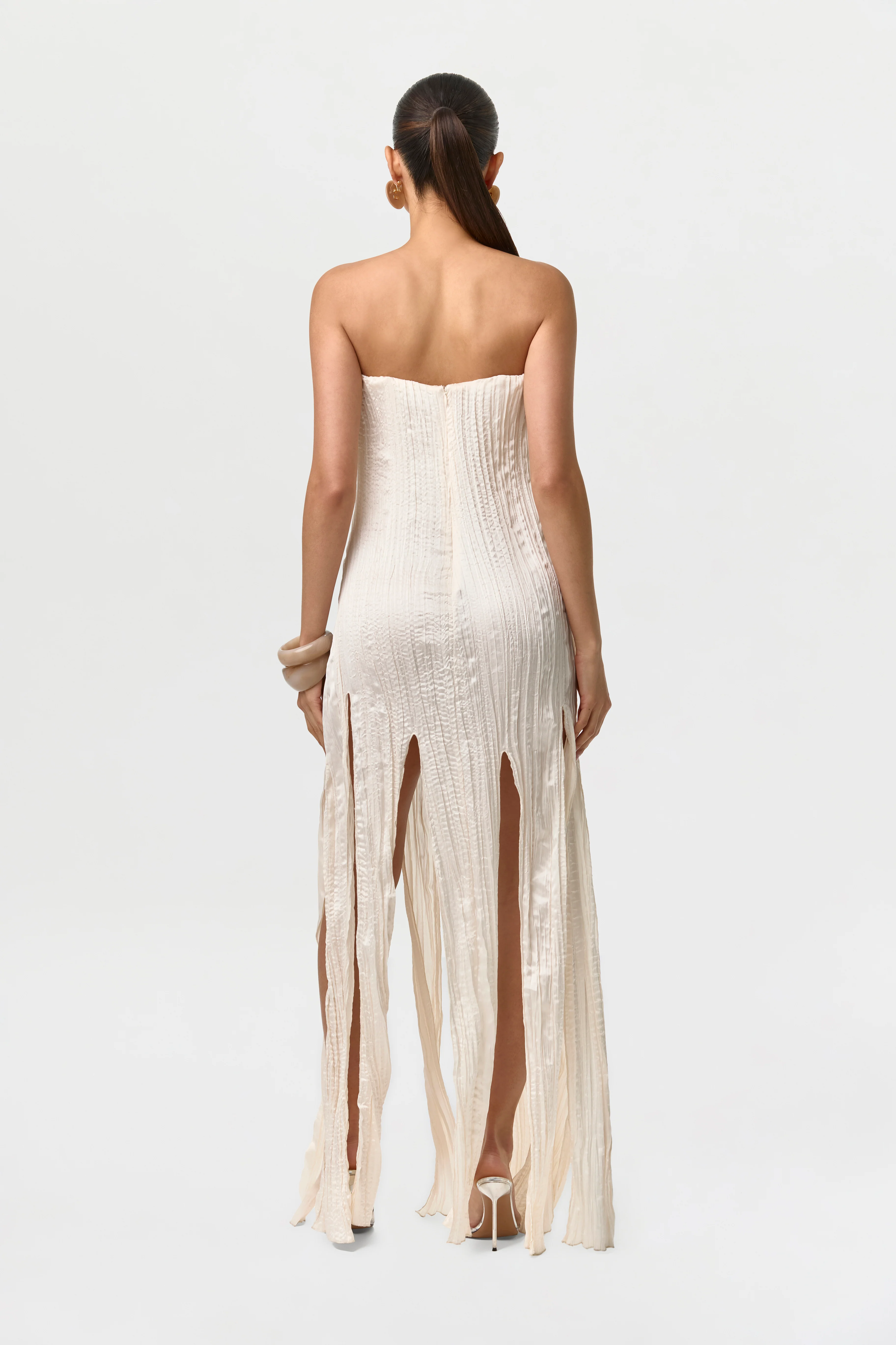Satin Plissé Tube Dress - Image 6