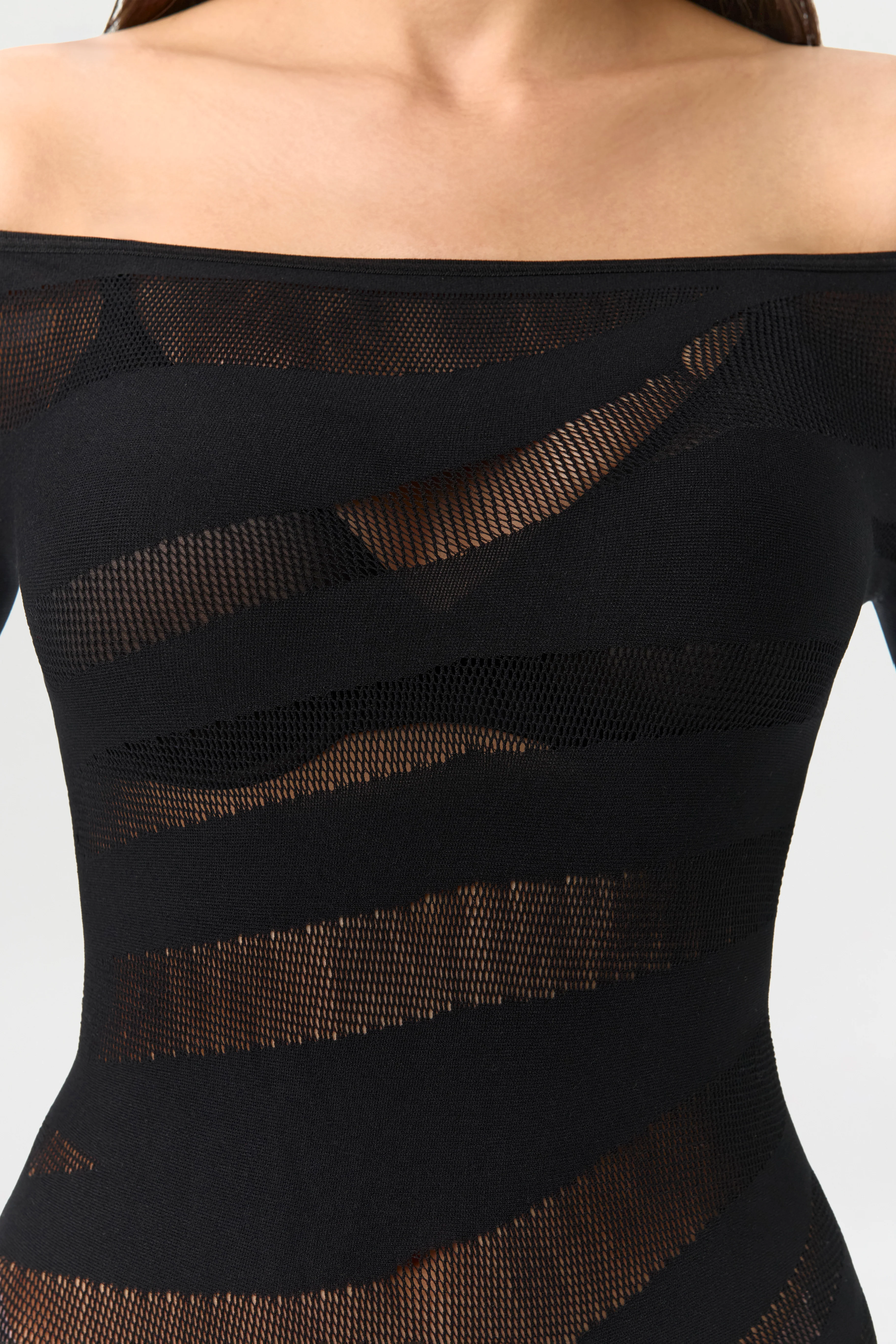 Mesh Fishnet Off-Shoulder Jumpsuit - Image 4