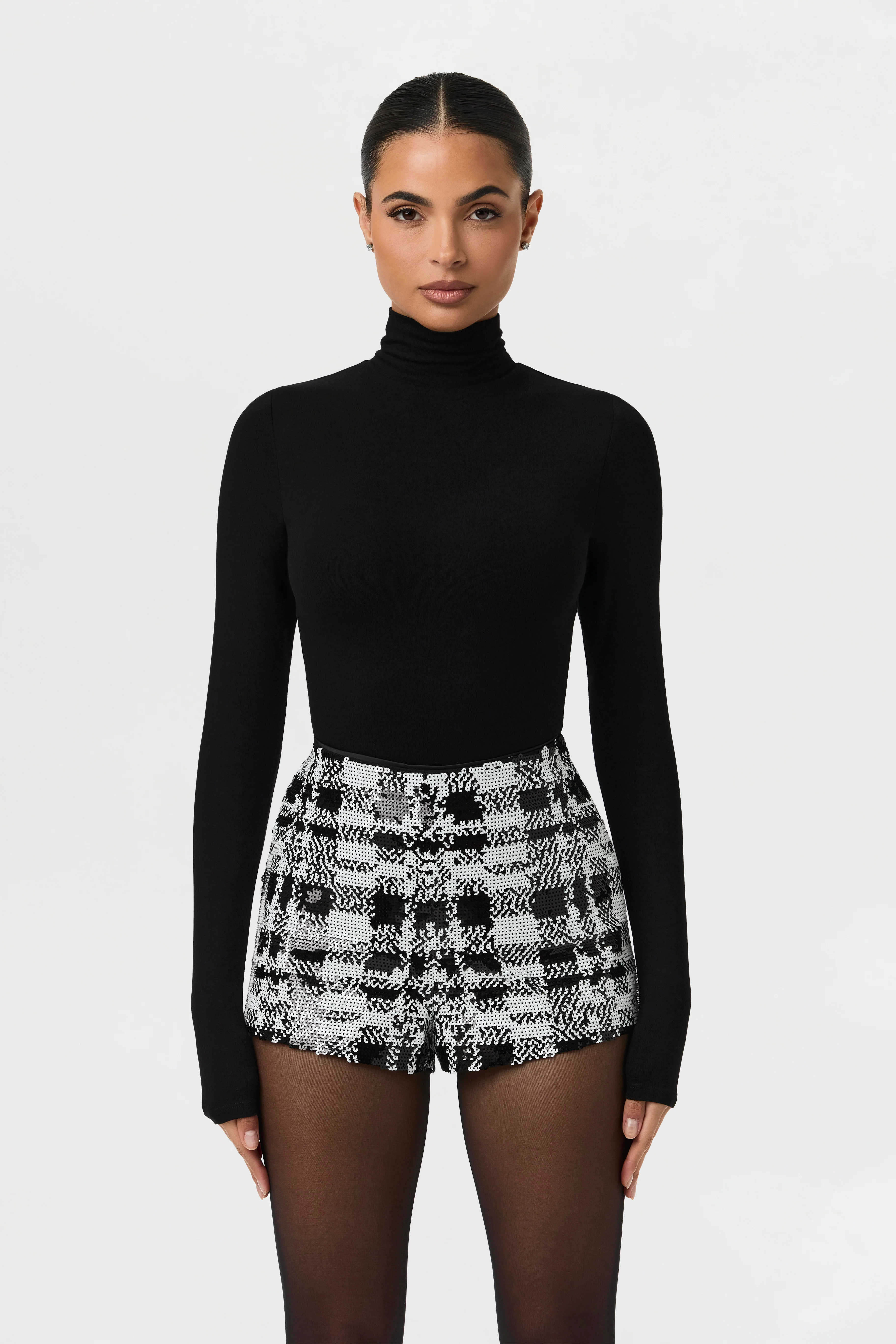 Sequin Plaid Hot Pants - Image 2