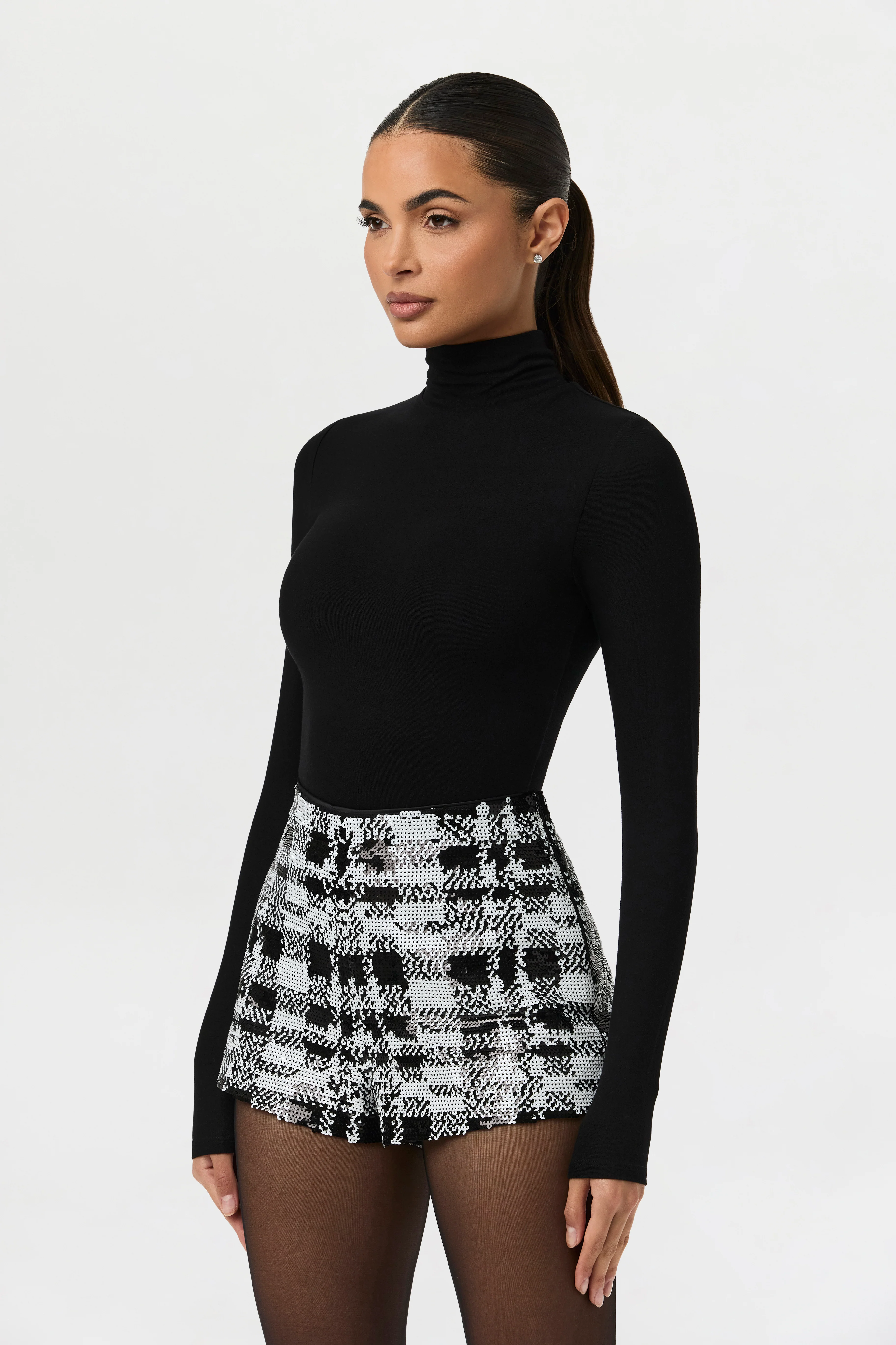 Sequin Plaid Hot Pants - Image 3
