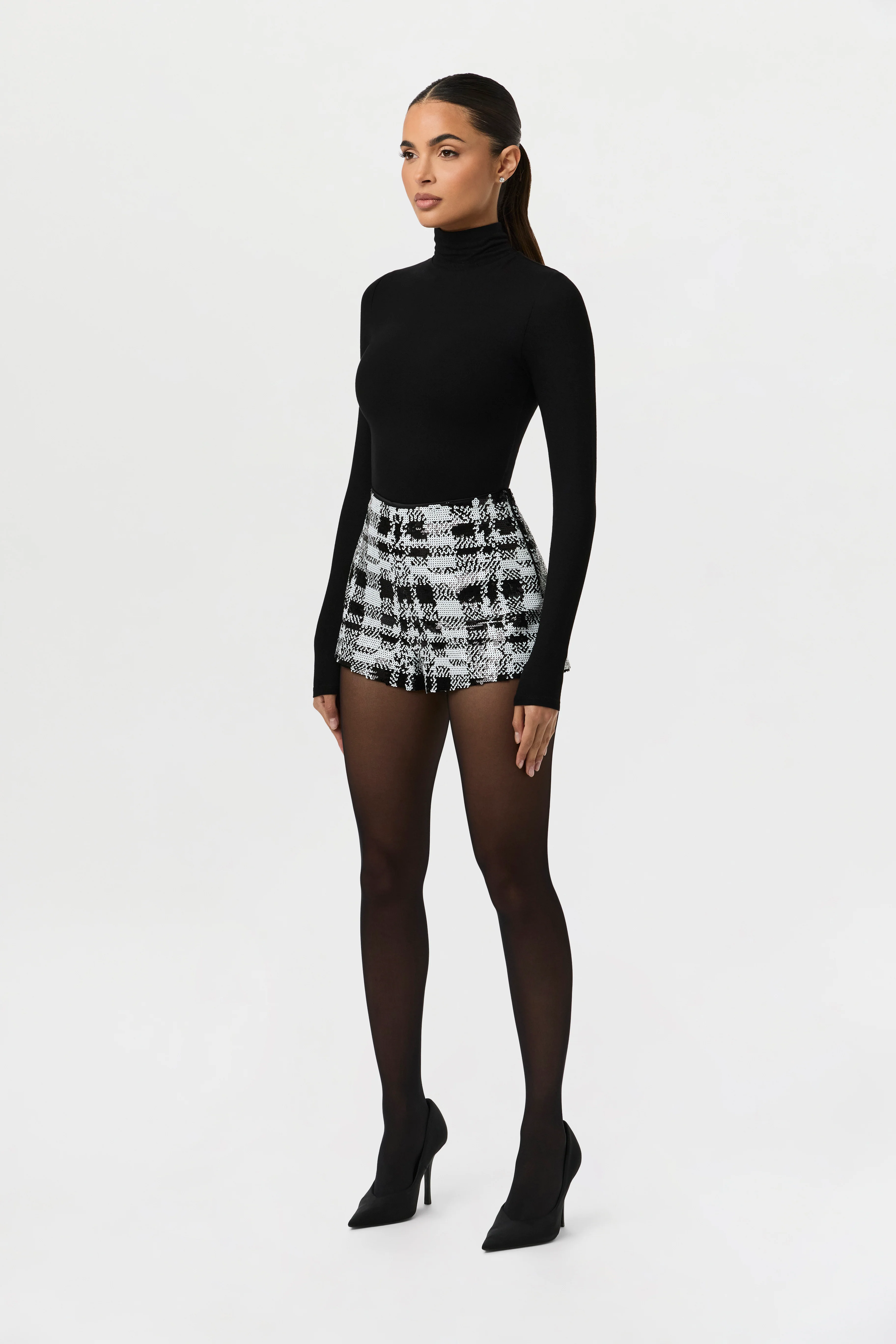 Sequin Plaid Hot Pants - Image 6