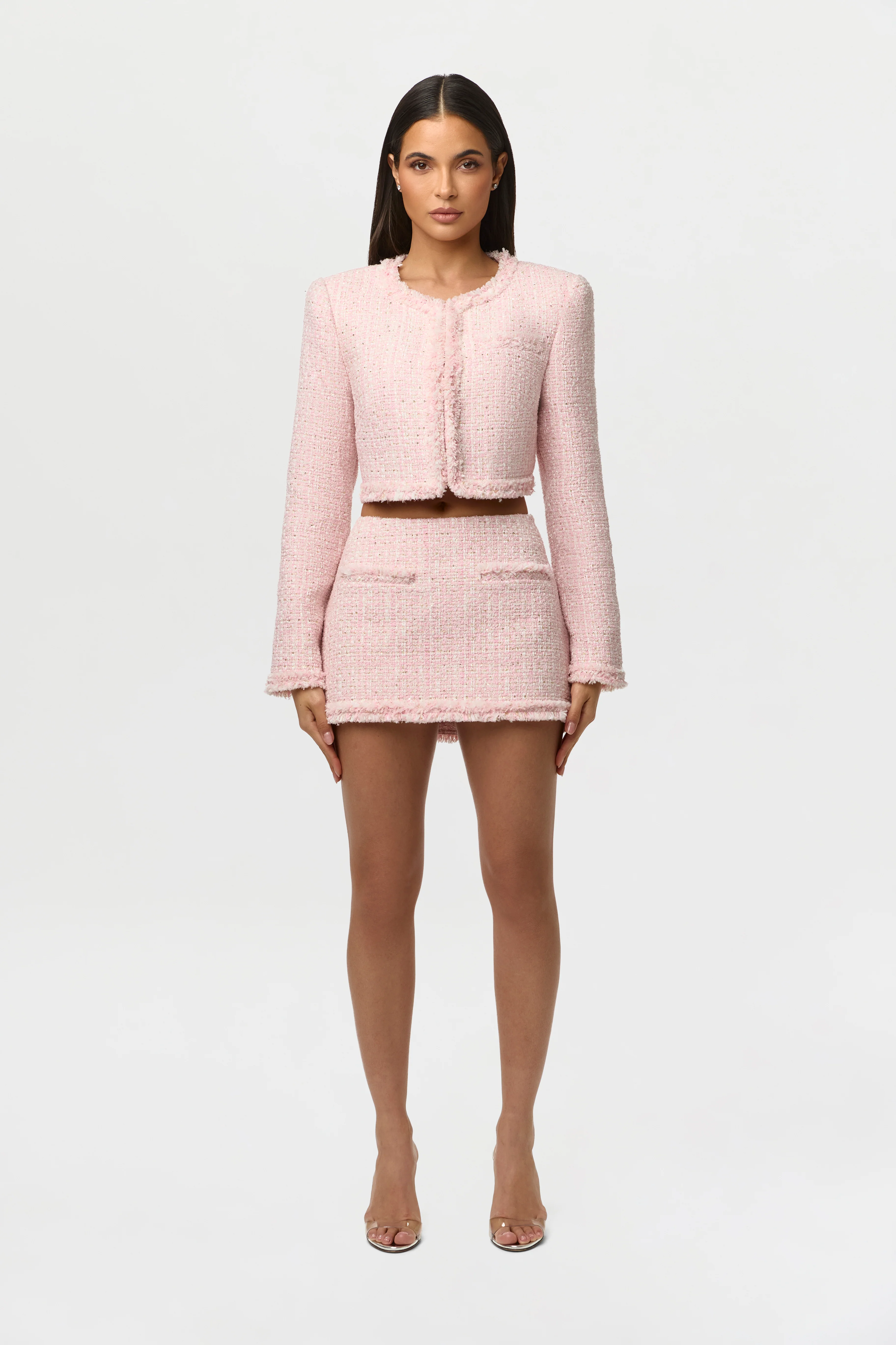 Tweed Sequin Cropped Blazer - Image 2