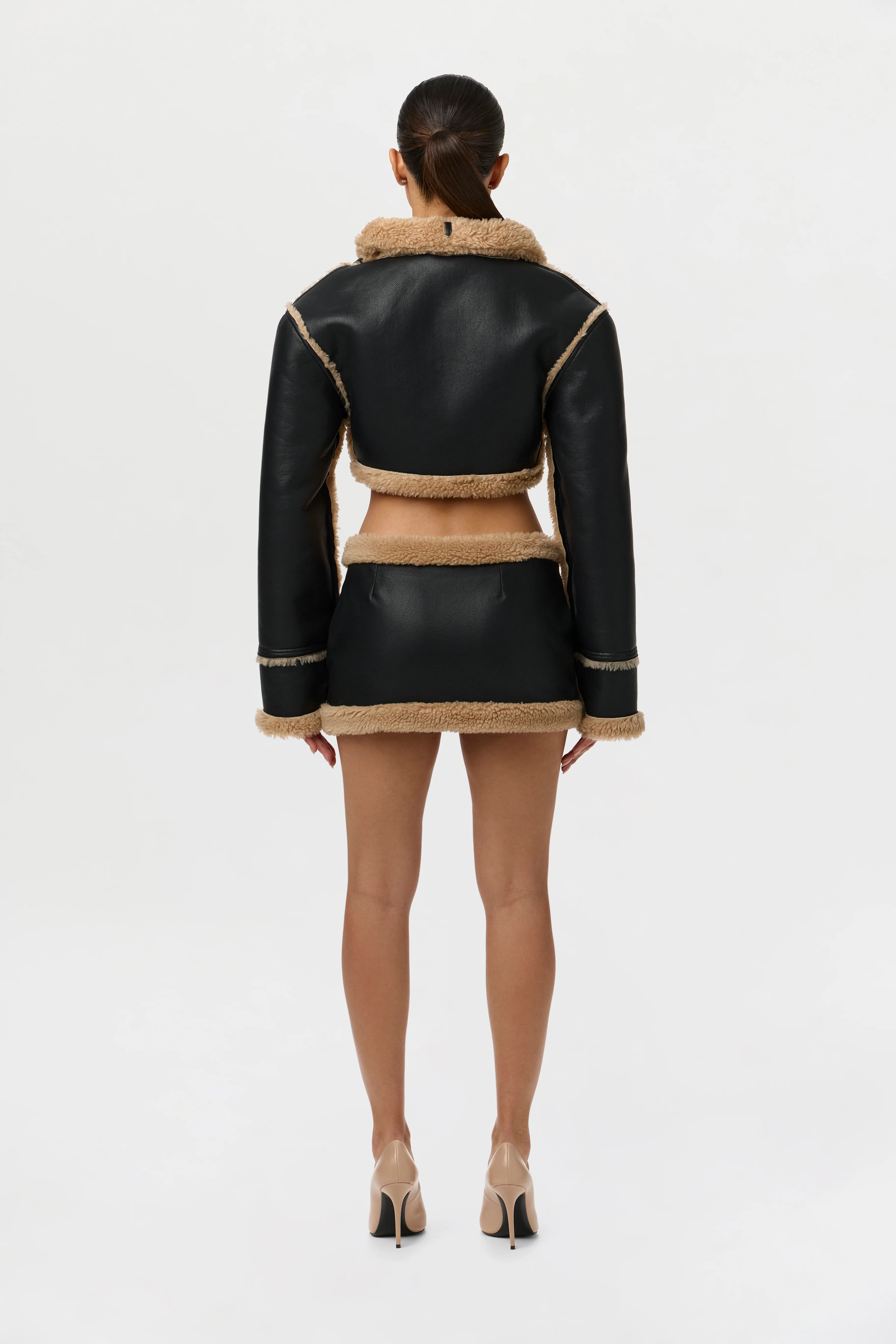 Sherpa Vegan Leather Mini Skirt - Image 9