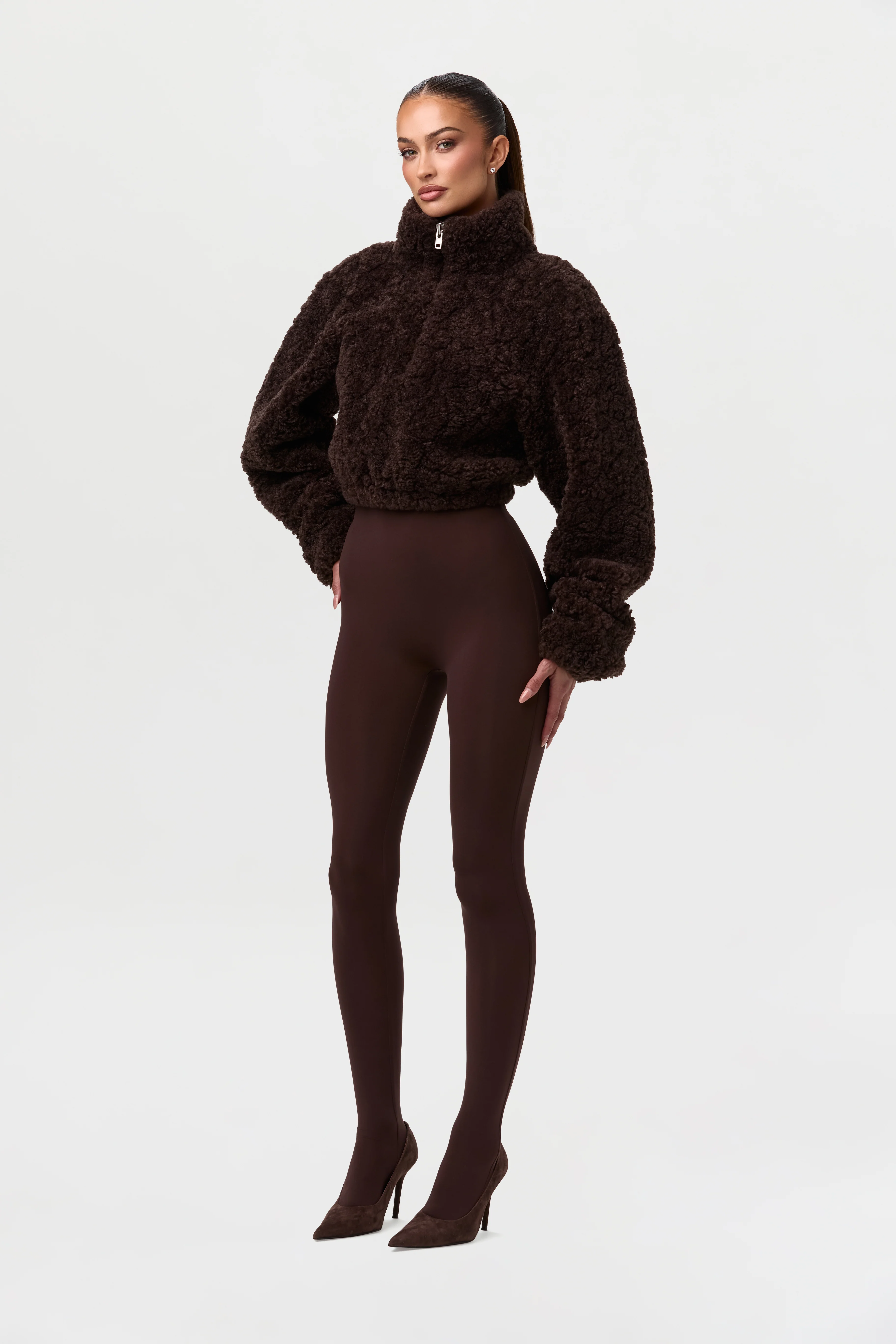 Sherpa Quarter-Zip Cropped Sweater - Image 12