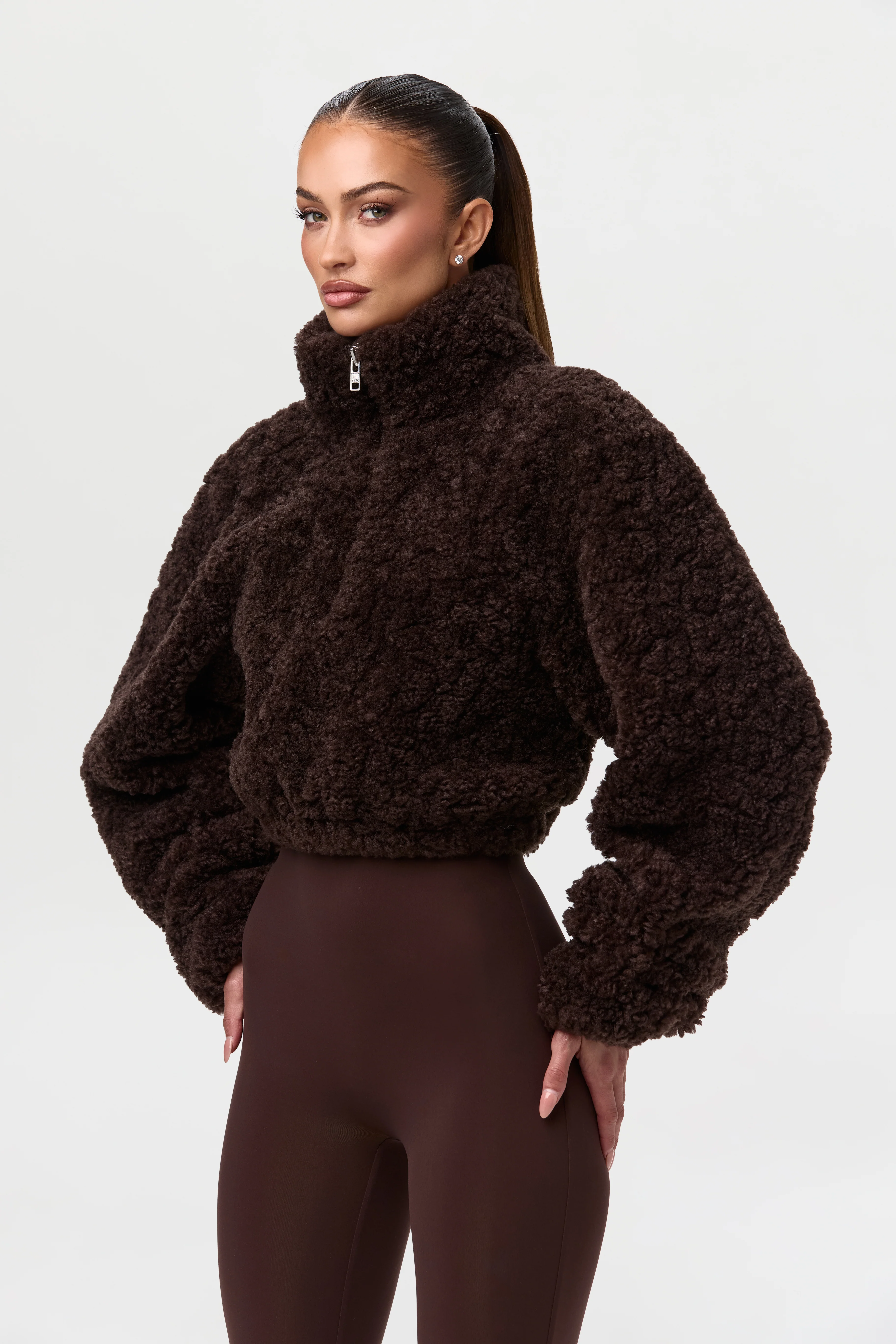 Sherpa Quarter-Zip Cropped Sweater - Image 13