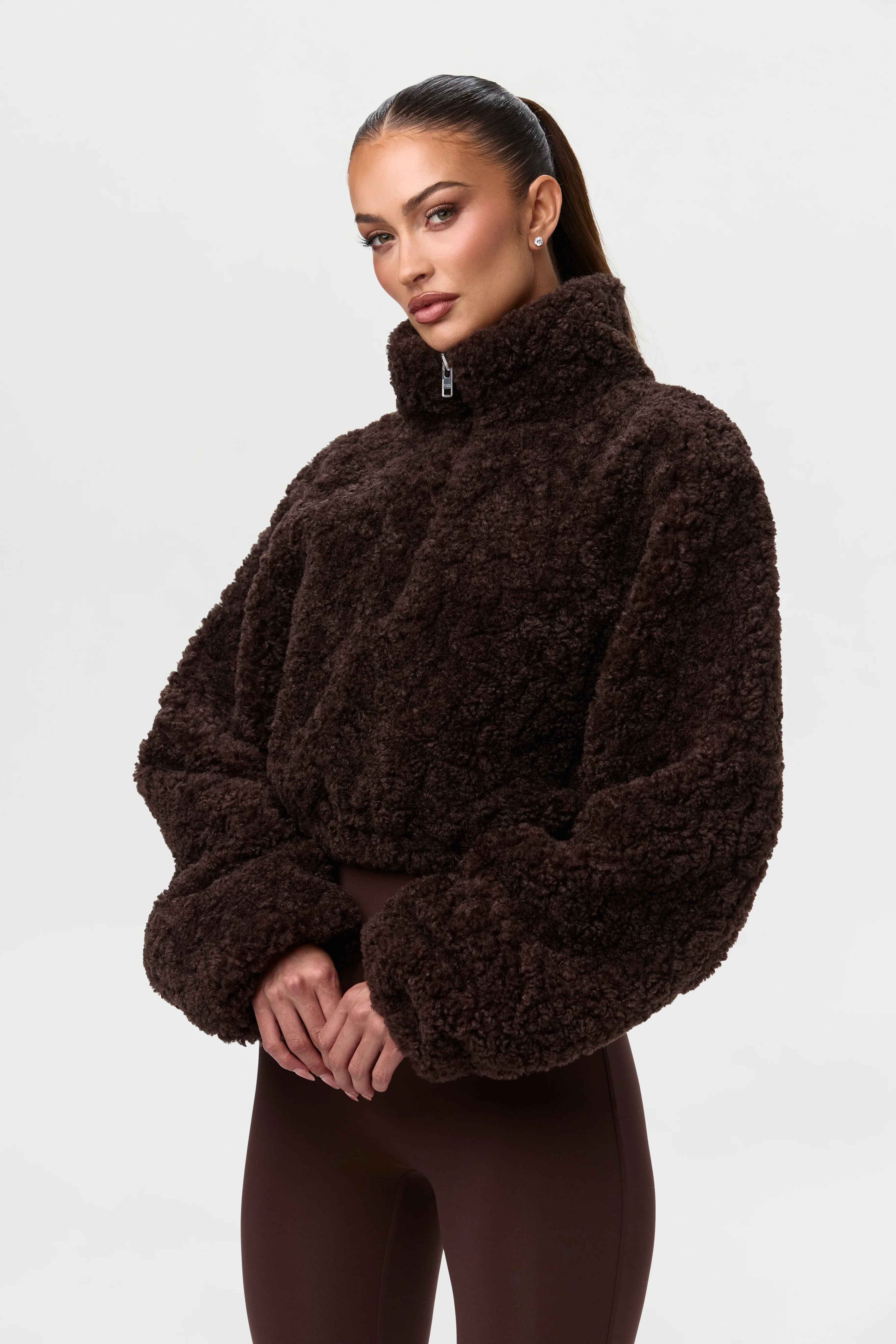 Sherpa Quarter-Zip Cropped Sweater - Image 14