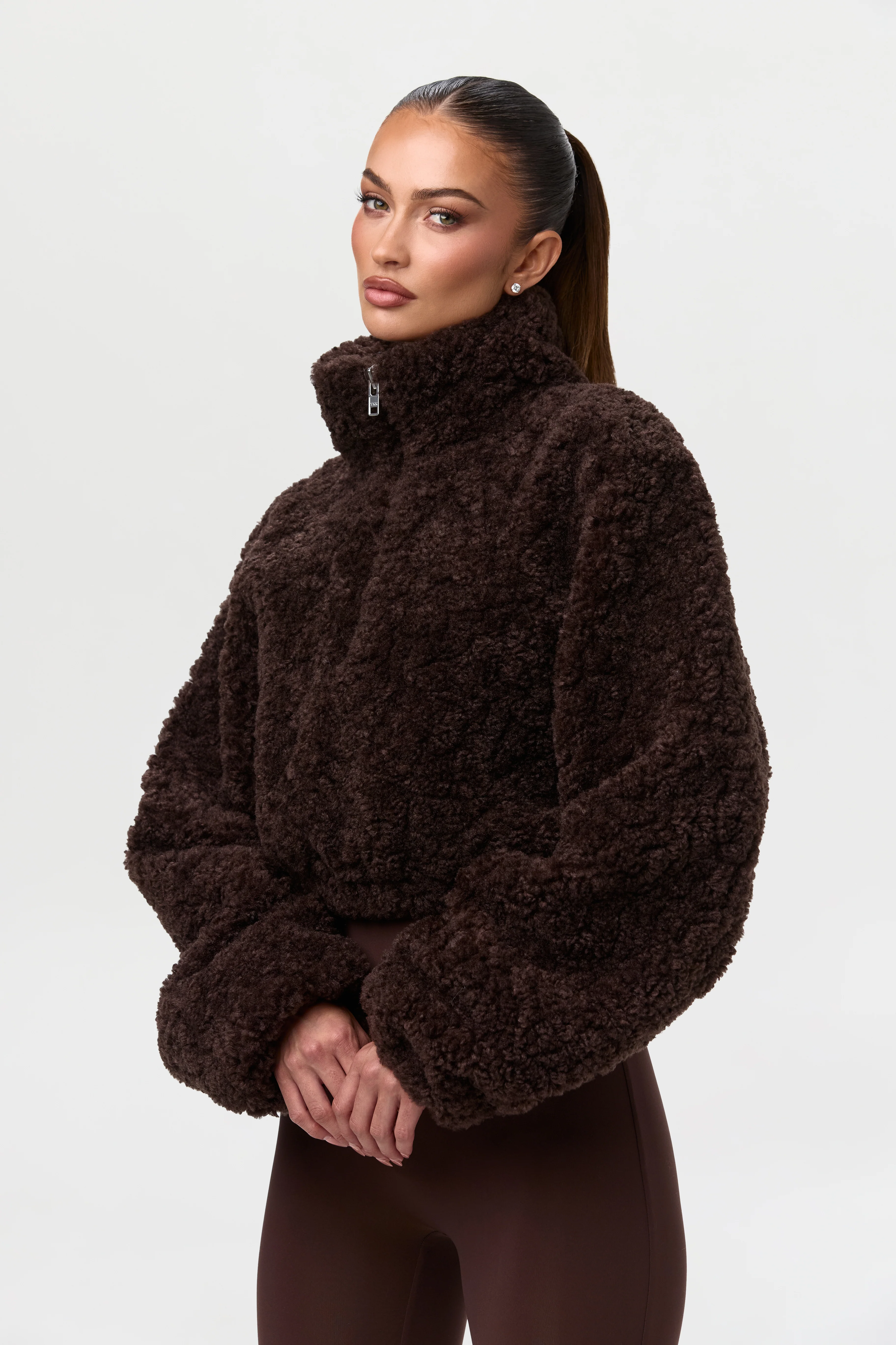Sherpa Quarter-Zip Cropped Sweater - Image 15